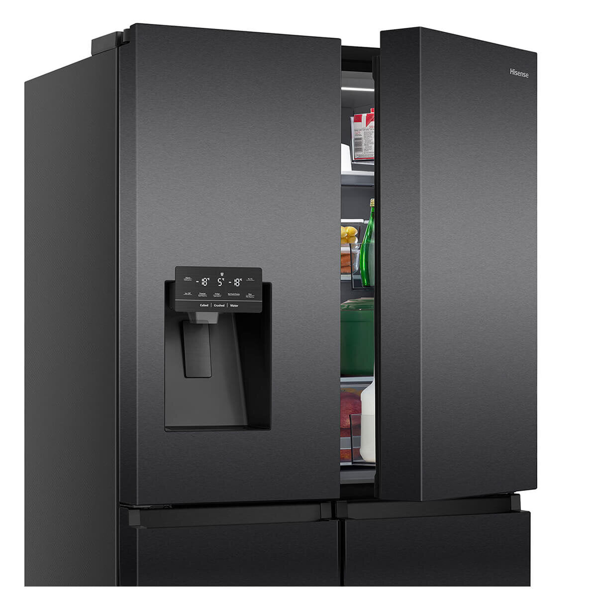 Hisense 585L PureFlat Eclipse Refrigerator - Dark Stainless Steel HRCD586TBWB - Large Capacity French Door Fridge for Modern Kitchen & Family Use