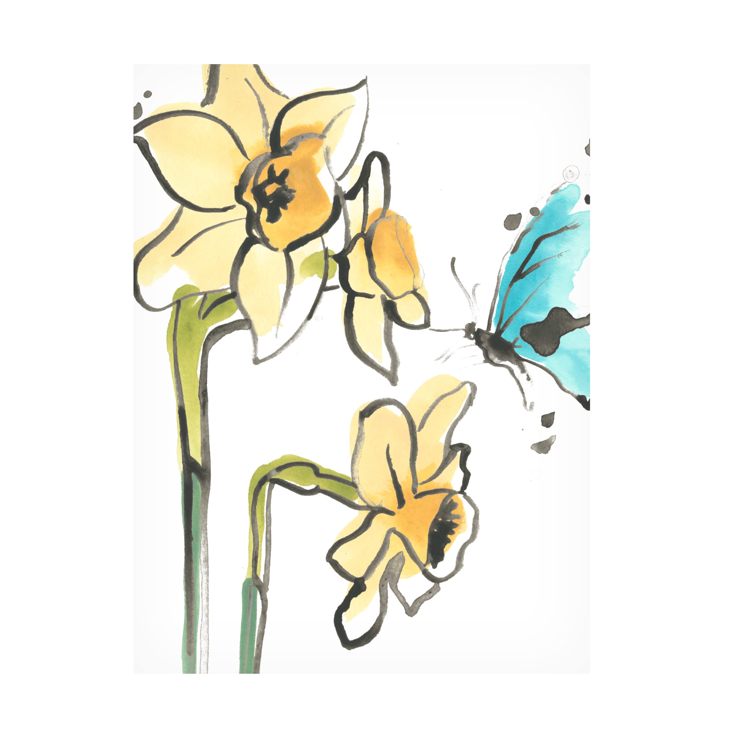 June Erica Vess 'Ink Wash Garden I' Canvas Wall Art Print - Handmade Floral Asian Painting for Living Room, Bedroom & Office Decor