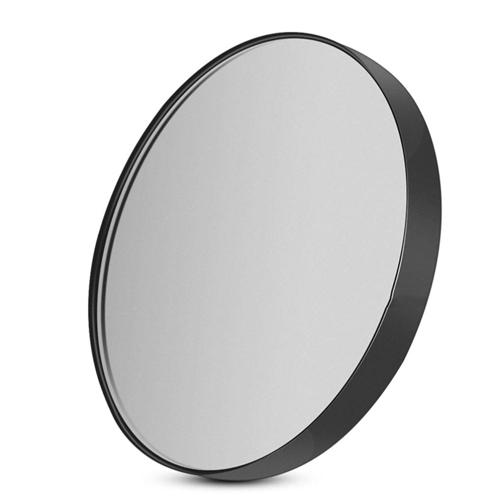 KALLORY 5X Magnifying Wall Makeup Mirror with Suction Cups - 8.8cm Round Cosmetic Mirror for Bathroom, Vanity & Travel - Black Glass Mirror for Precise Makeup Application & Skincare Routine