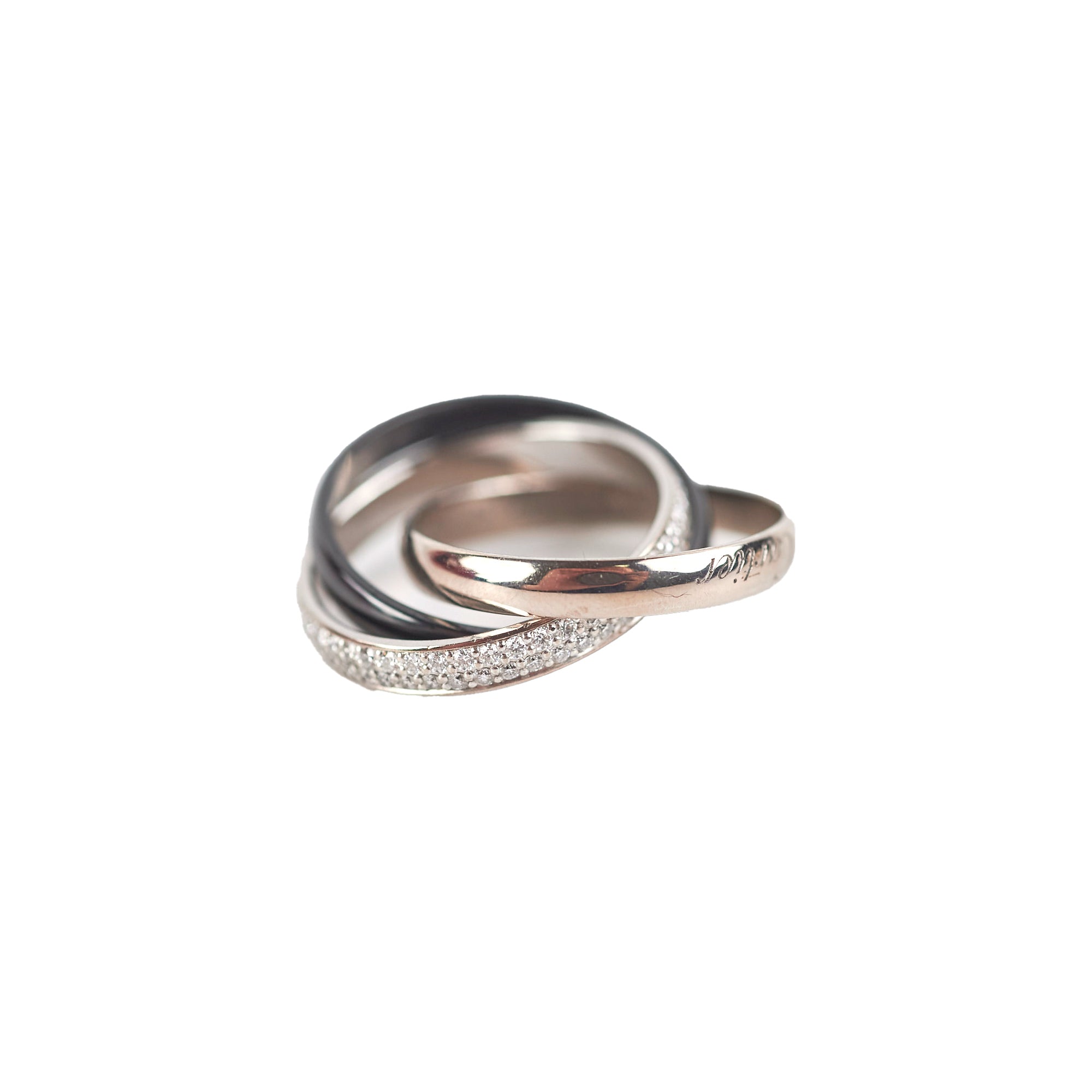 Cartier Trinity Ring in 18K White Gold with Diamonds - Size 50 (US 5.25) | Luxury Wedding Band, Anniversary Gift & Everyday Jewelry for Women