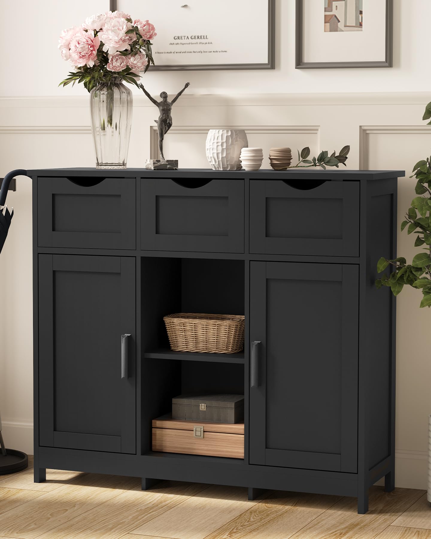 Wooden Storage Cabinet with Drawers & Shelves - Living Room, Bedroom Decor