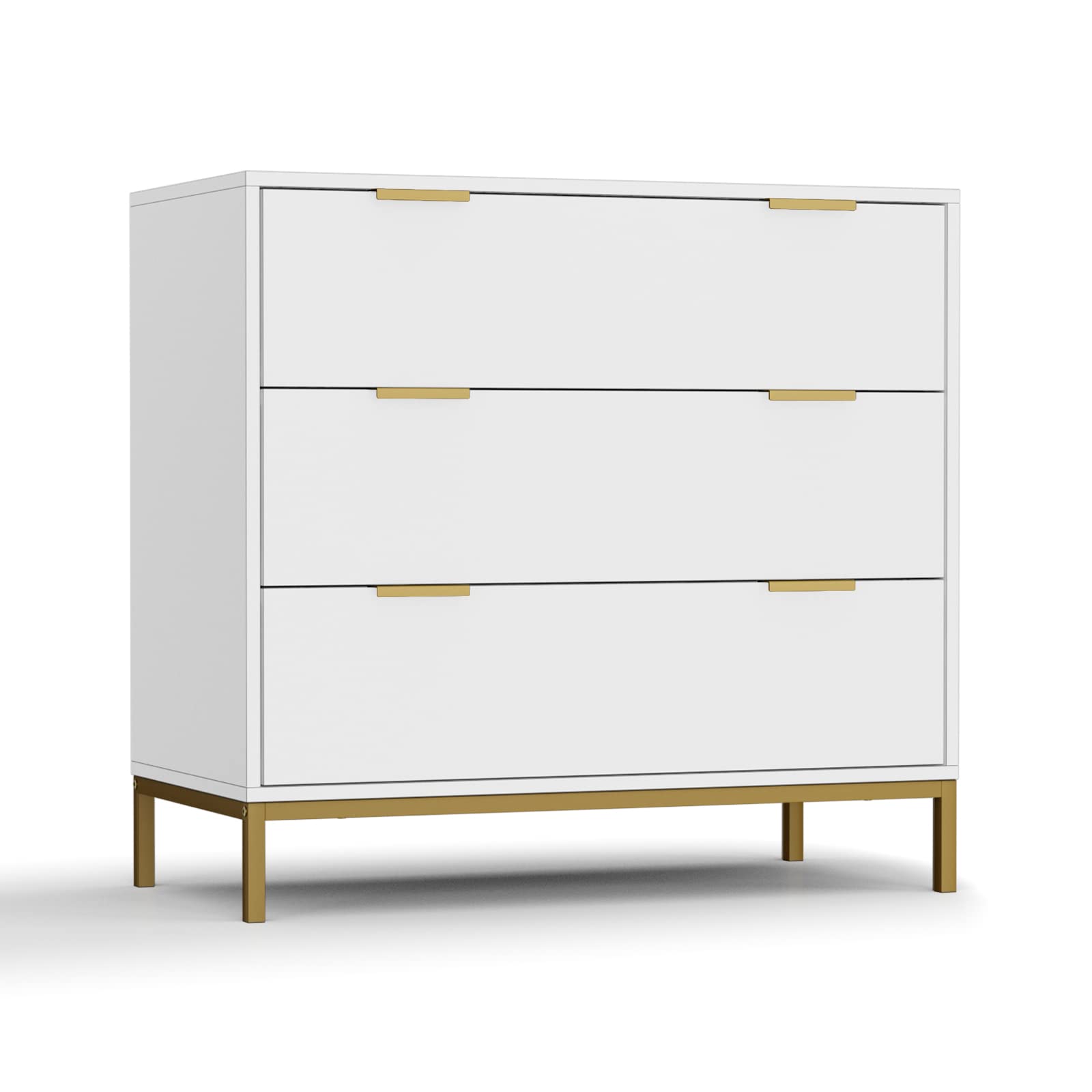 Anmytek White 3-Drawer Dresser - Modern Wood Chest of Drawers with Spacious Storage for Bedroom, Living Room & Hallway - Perfect for Organizing Clothes, Linens & Home Decor (Model H0074)