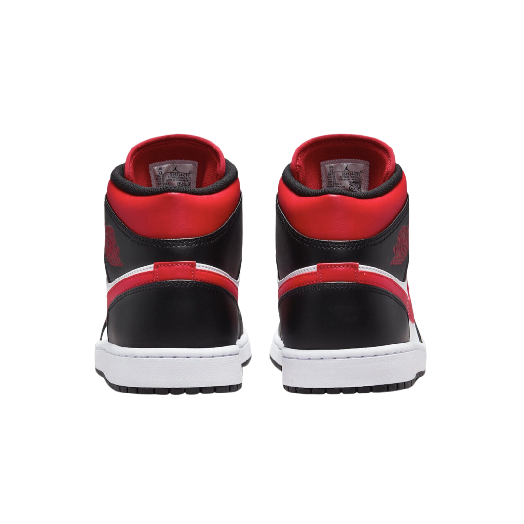 Air Jordan 1 Mid Sneakers - Black, Fire Red & White Colorway - Men's Basketball Shoes for Casual Wear & Street Style