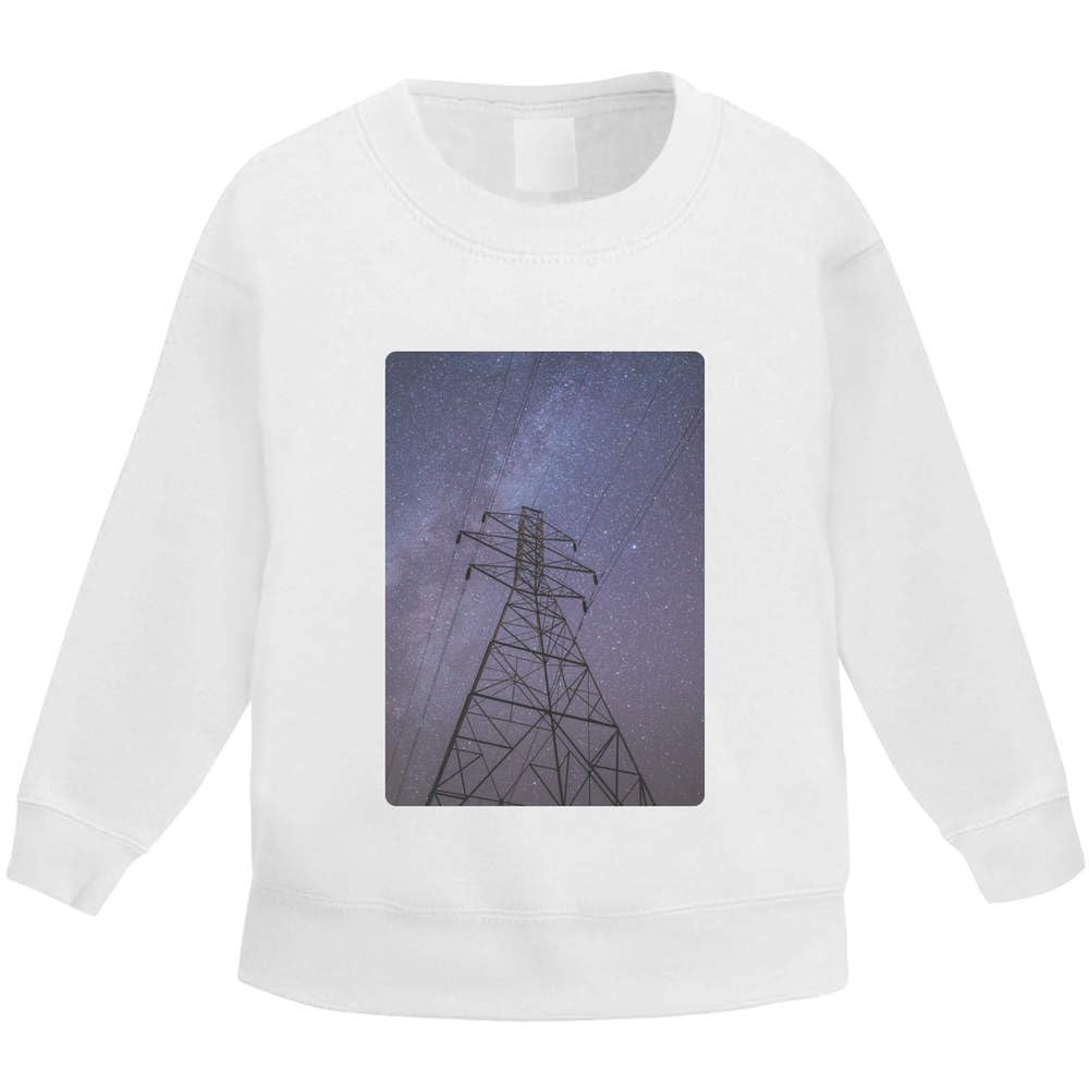 Azeeda Kids' Pylon & Starry Night Sky Sweatshirt - Soft Cotton Pullover Hoodie for Boys & Girls - Cozy Winter Wear for School, Playdates & Outdoor Adventures (KW065323)