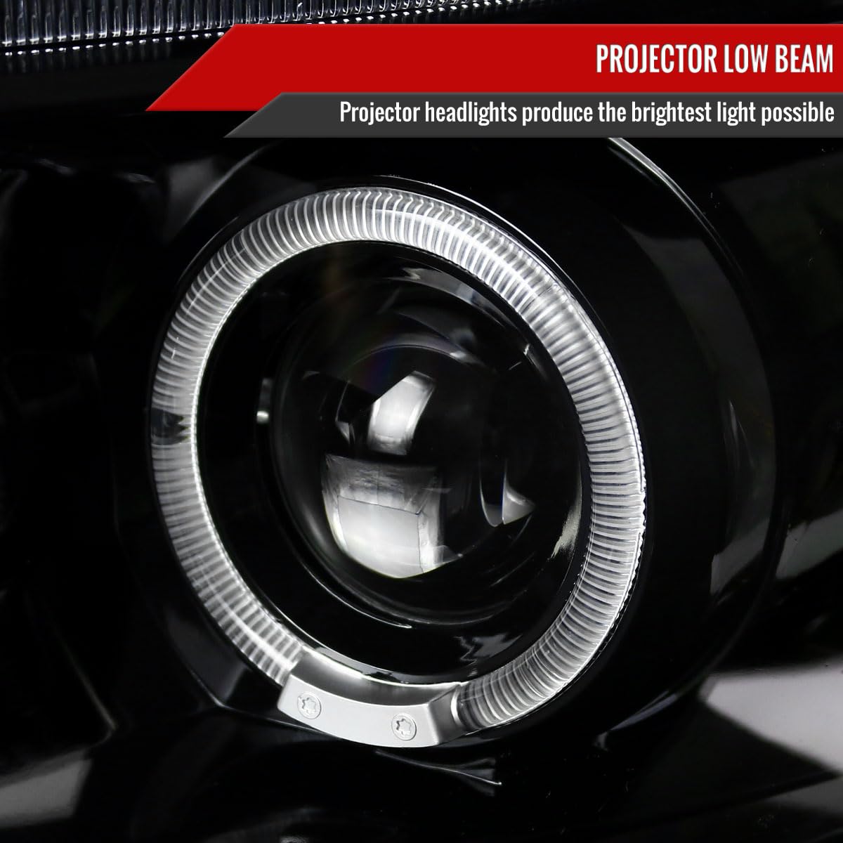 Black Pearl Dodge Ram 06-09 1500 2500 3500 Clear Halo Projector Headlights - Upgrade Your Night Driving with Enhanced Visibility & Style