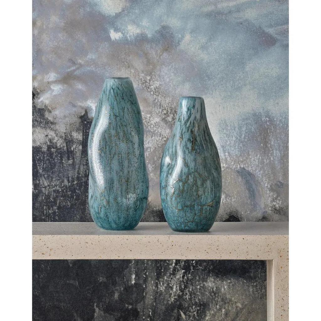 20 Inch Tyne Blue Glass Vase - Elegant Home Decor for Centerpieces, Wedding Bouquets & Floral Arrangements - Perfect for Living Room, Dining Table or Gift