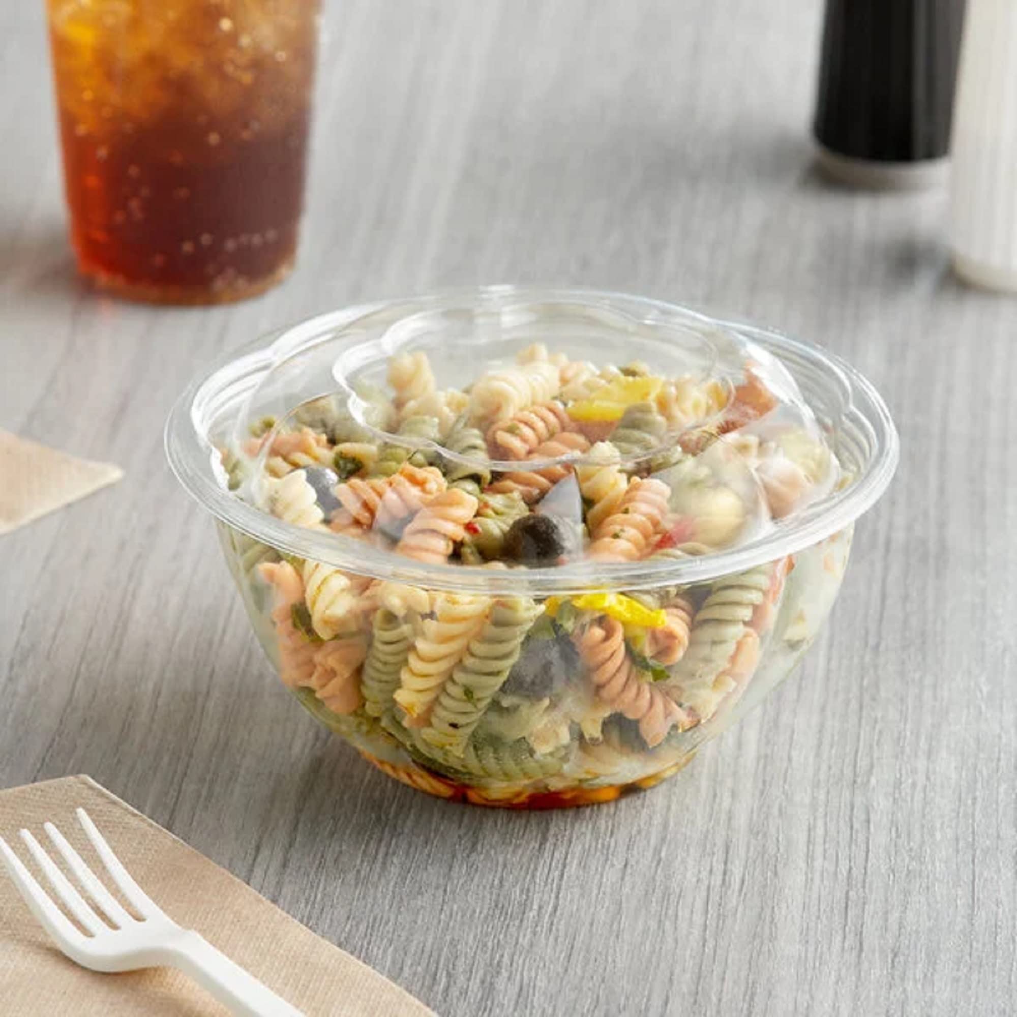 Nicole Fantini 32 oz Clear Plastic Salad Containers with Lids - Airtight Seal Disposable Food Storage Bowls for Meal Prep, Freshness Preservation & Portable Serving | Perfect for Picnics, Office Lunches & Party Snacks