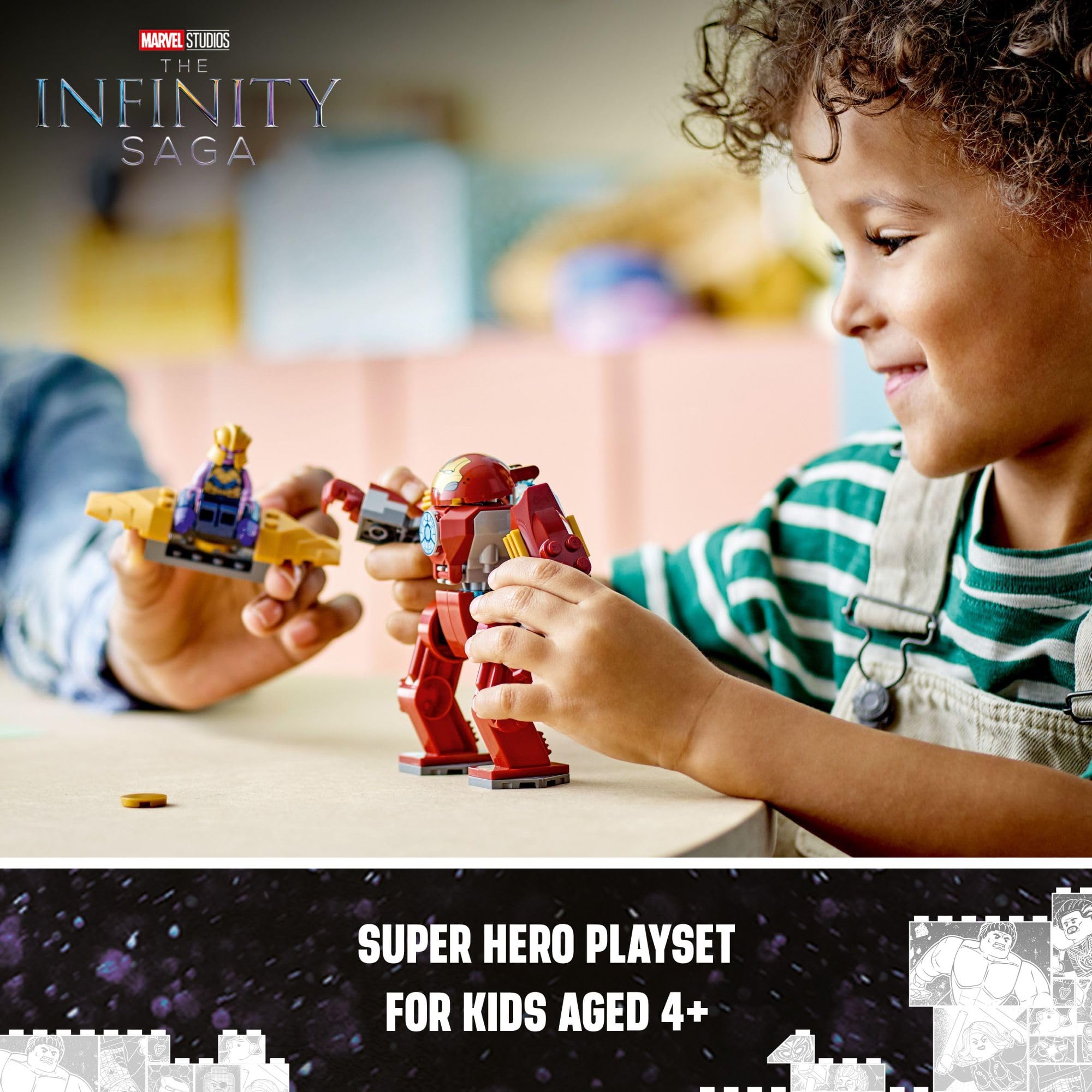 LEGO Marvel Iron Man Hulkbuster vs. Thanos 76263 Building Kit with Thanos & Iron Man Action Figures | Posable Hulkbuster Mech for Superhero Battles | Creative STEM Toy for Kids Ages 4+ | Birthday Gift & Collectible for Marvel Fans | Playroom Decor & Imaginative Role-Playing Scenes