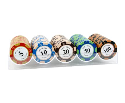 Premium Casino Clay Poker Chips Set - 100 Chips (20 of 5 Denominations) for Texas Hold'em, Baccarat & Card Games | Perfect for Home Game Nights, Casino Parties & Poker Tournaments