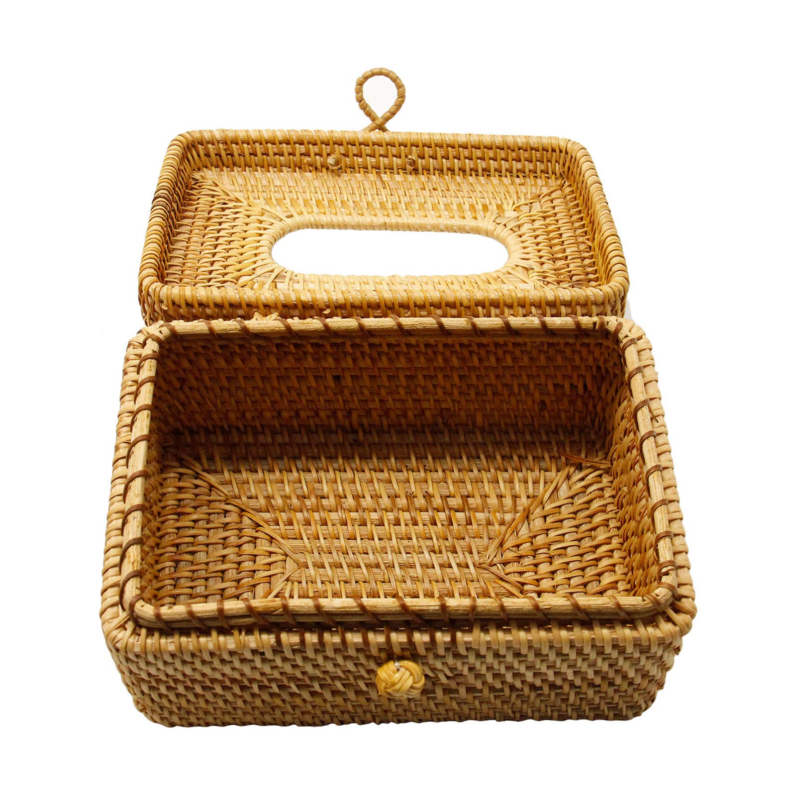 Handmade Rattan Tissue Box Holder - Elegant Desktop Storage Organizer for Home & Office | Perfect for Living Room, Bedroom, and Bathroom Organization