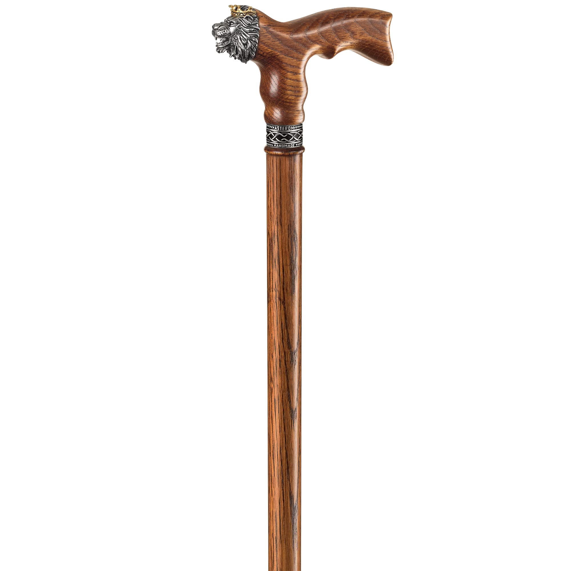 **Handmade Lion Head Walking Cane - Stylish Wooden Walking Stick for Men & Women, Seniors - Perfect for Hiking, Travel & Daily Support**