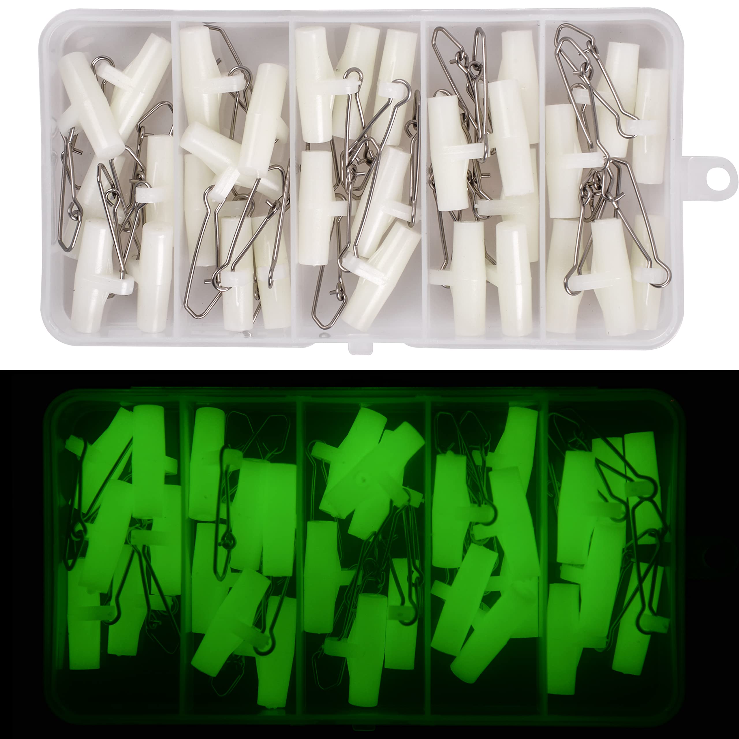 High Strength Fishing Line Sinker Slides with Duo Lock Snaps - Saltwater Sinker Weights & Swivel Snap Connector Kit for Bass, Trout & Saltwater Fishing