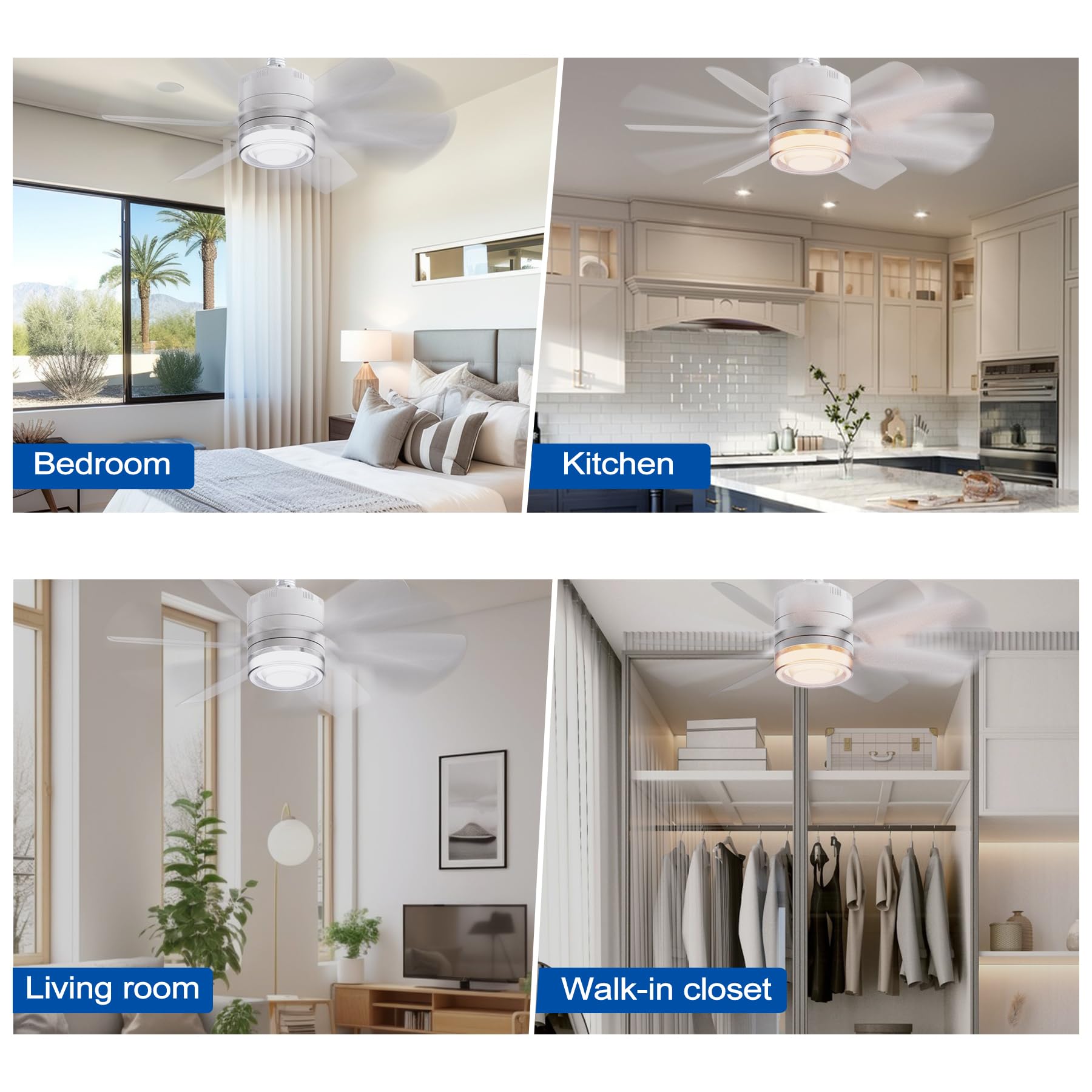 Remote-Controlled Dimmable LED Ceiling Fan with Light, 3 Colors 2800K-6500K - Perfect for Bedroom & Living Room