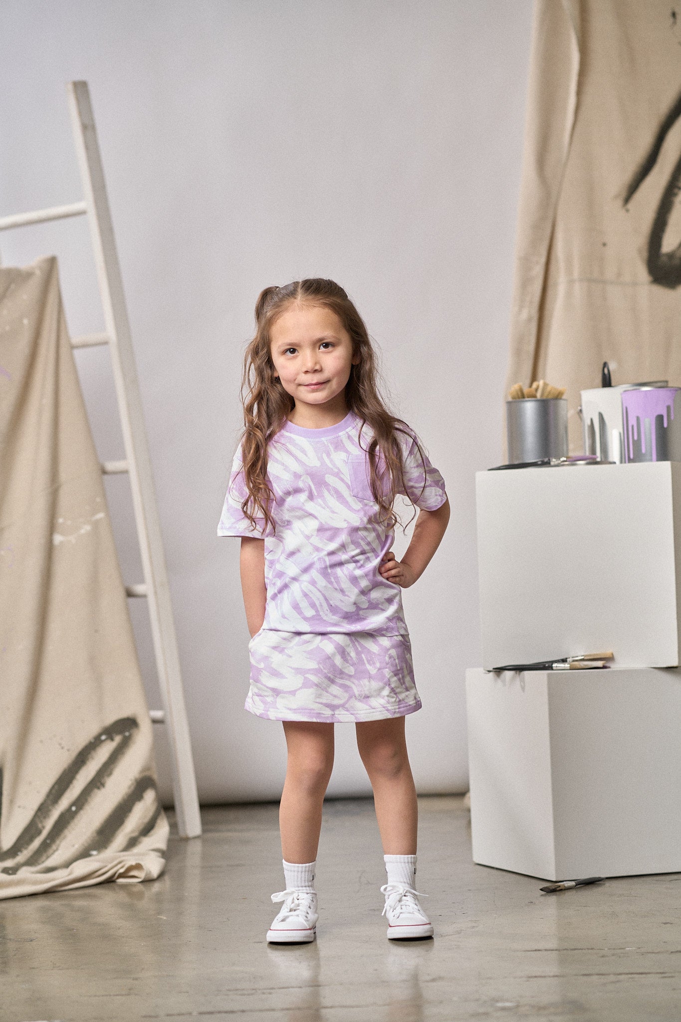 Lavender Brush Stroke Skort for Women - Flowy A-Line Tennis Skirt with Pockets | Perfect for Golf, Yoga, and Casual Wear
