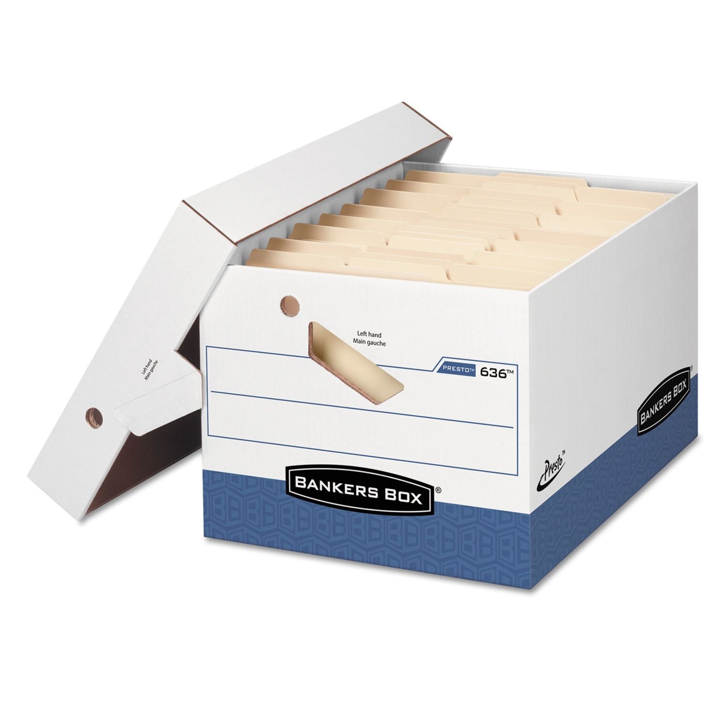Bankers Box Presto Maximum Strength Storage Box - Letter/Legal Size - White - 12 Pack - Heavy Duty File Storage for Office, Home & Business Organization