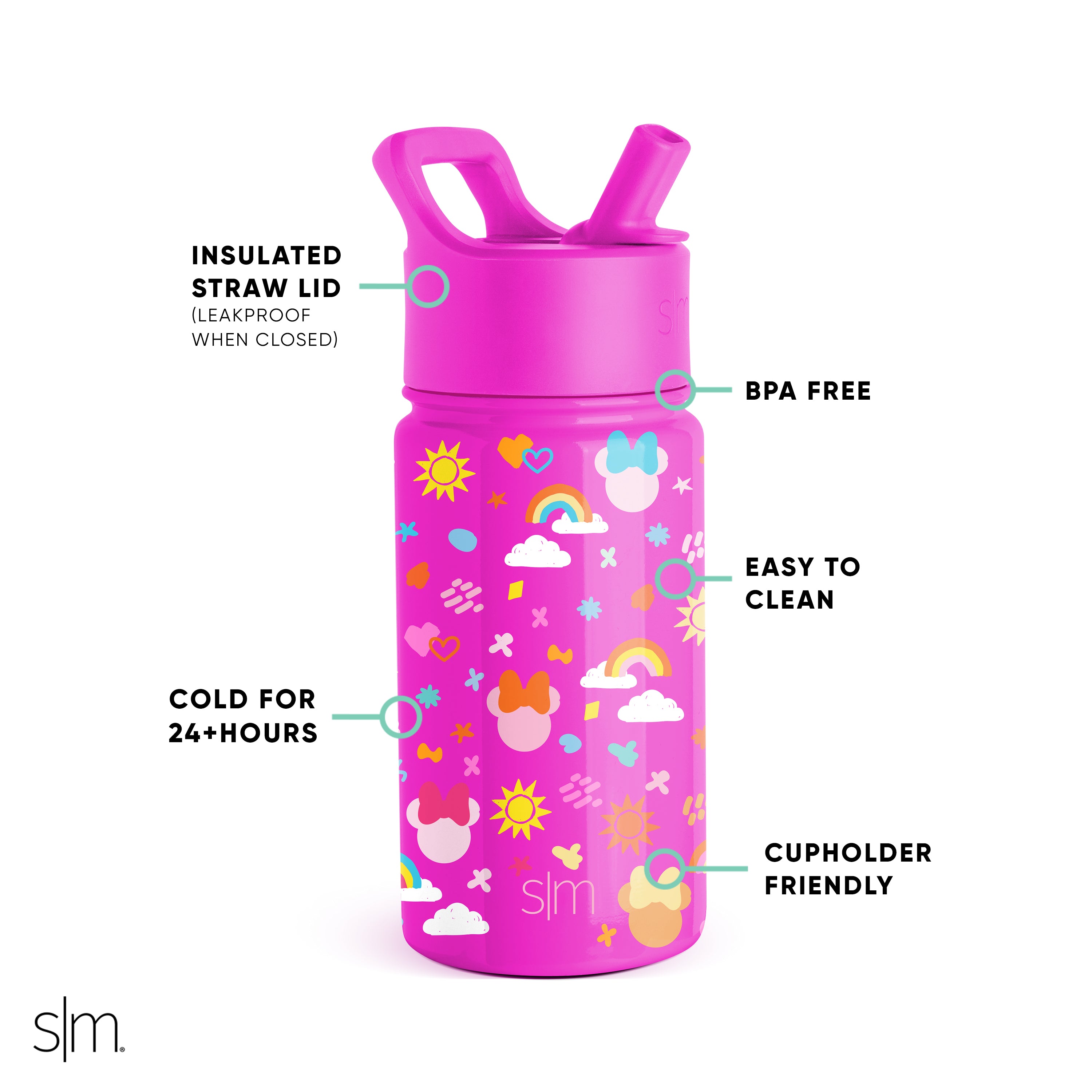 Summit Kids Water Bottle with Straw Lid - BPA Free, Leak Proof, Insulated Stainless Steel Bottle for School, Sports & Outdoor Activities