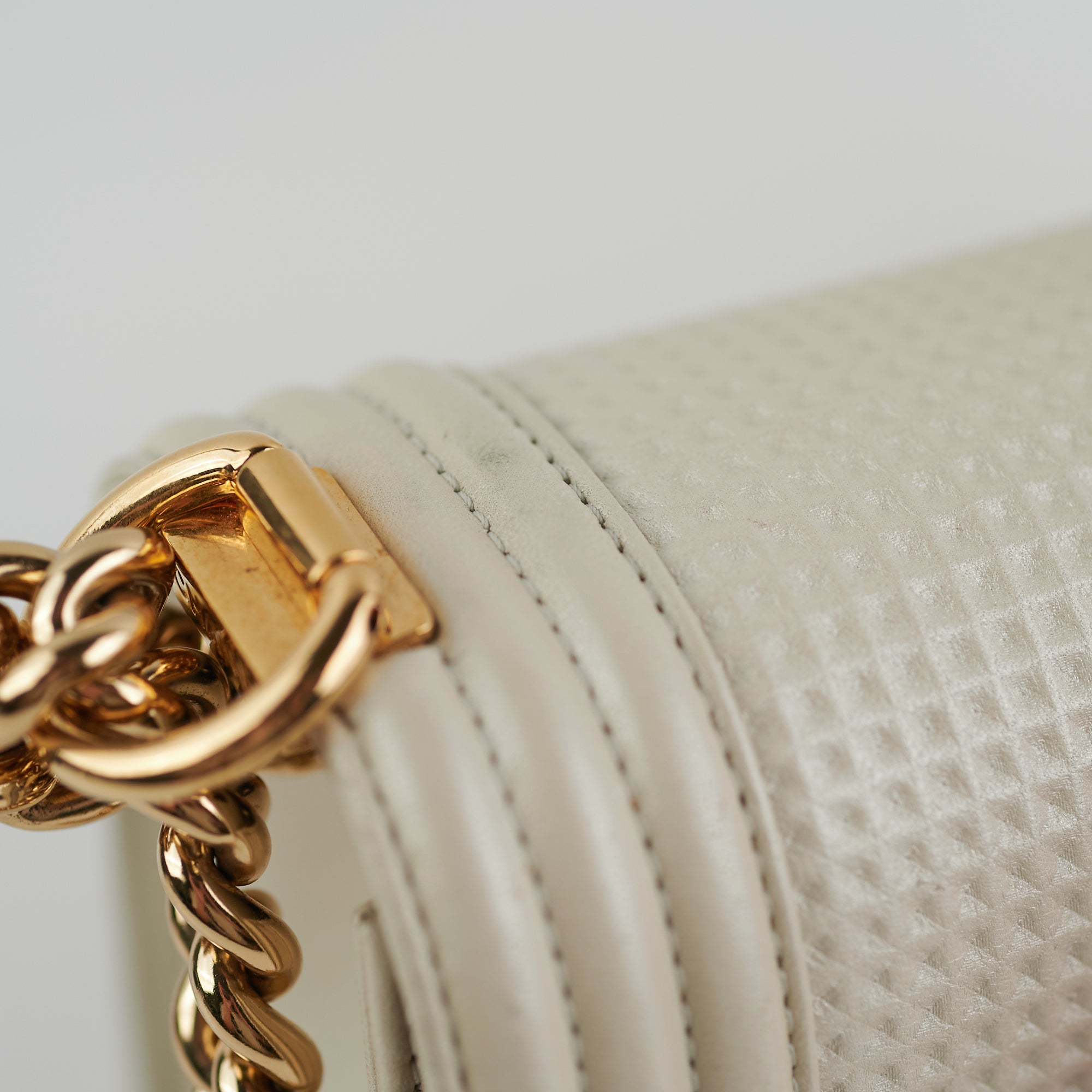 Chanel Old Medium Cube Embossed Boy Bag in White - Luxury Crossbody Bag for Women, Perfect for Date Night & Special Occasions
