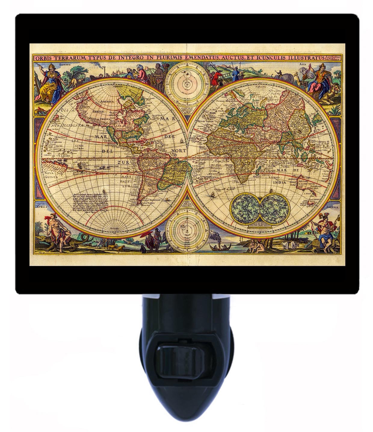 Vintage World Map LED Night Light - Old World Globe Night Light for Kids, Adults, Bedroom, Nursery, Hallway - Perfect for Nighttime Navigation & Cozy Ambiance