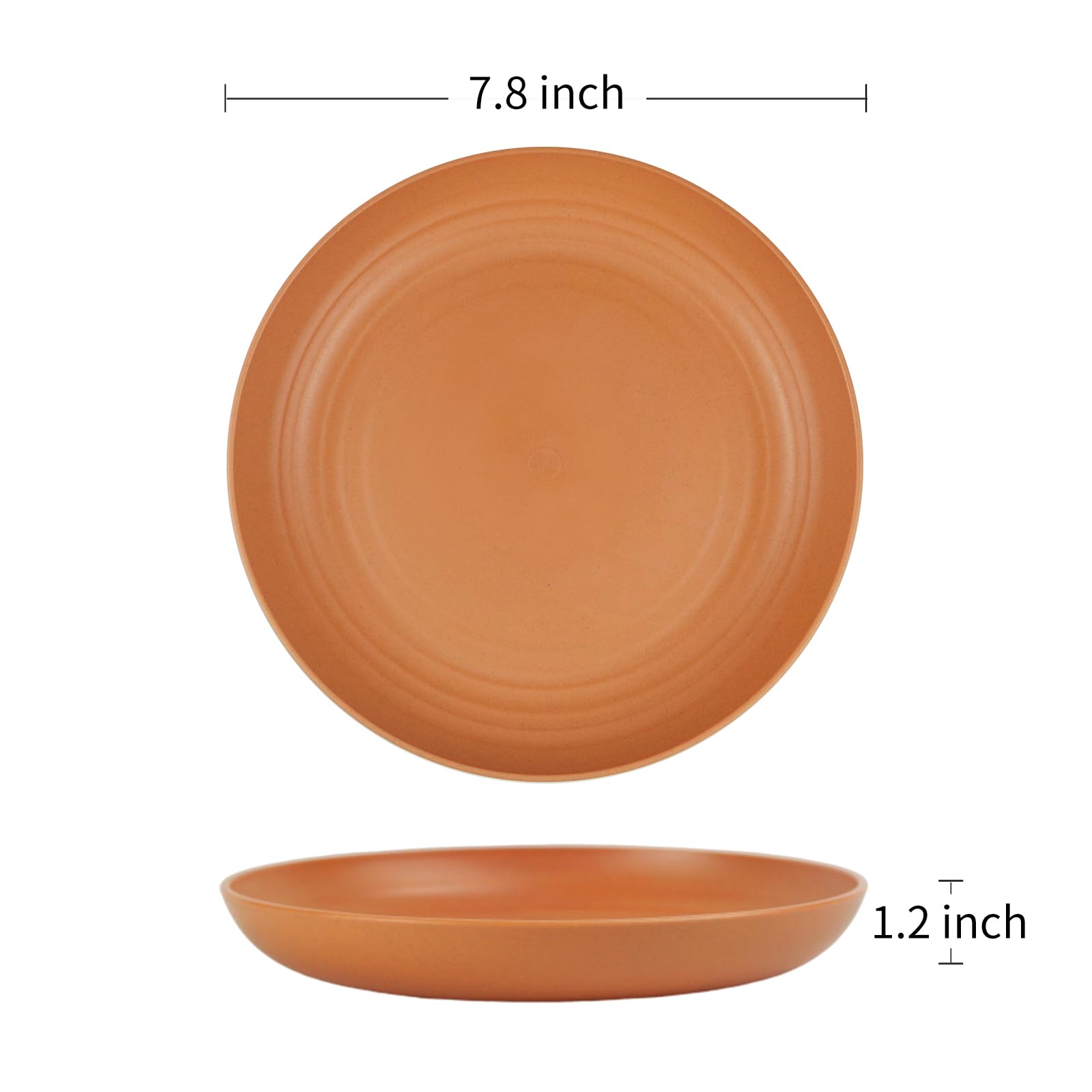 8PCS 8-Inch Wheat Straw Plates - Dishwasher & Microwave Safe, BPA-Free, Unbreakable & Lightweight Dinnerware for Kids & Adults (Orange) - Eco-Friendly Alternative to Plastic Plates for Picnics, Camping & Everyday Use