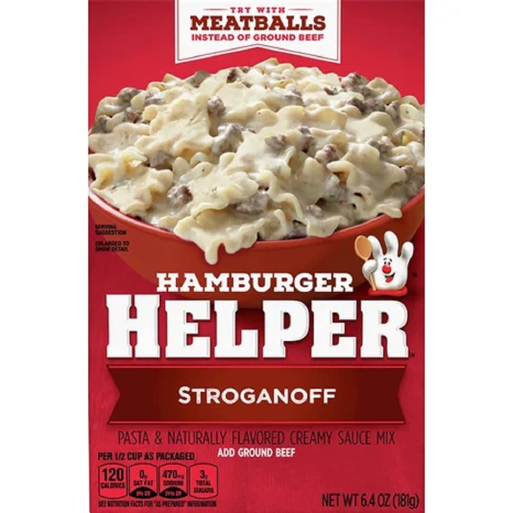 Betty Crocker Hamburger Helper Potatoes Stroganoff 5oz Box (Pack of 6) - Quick & Easy Dinner Meal for Busy Weeknights, Family Dinners & Camping Trips