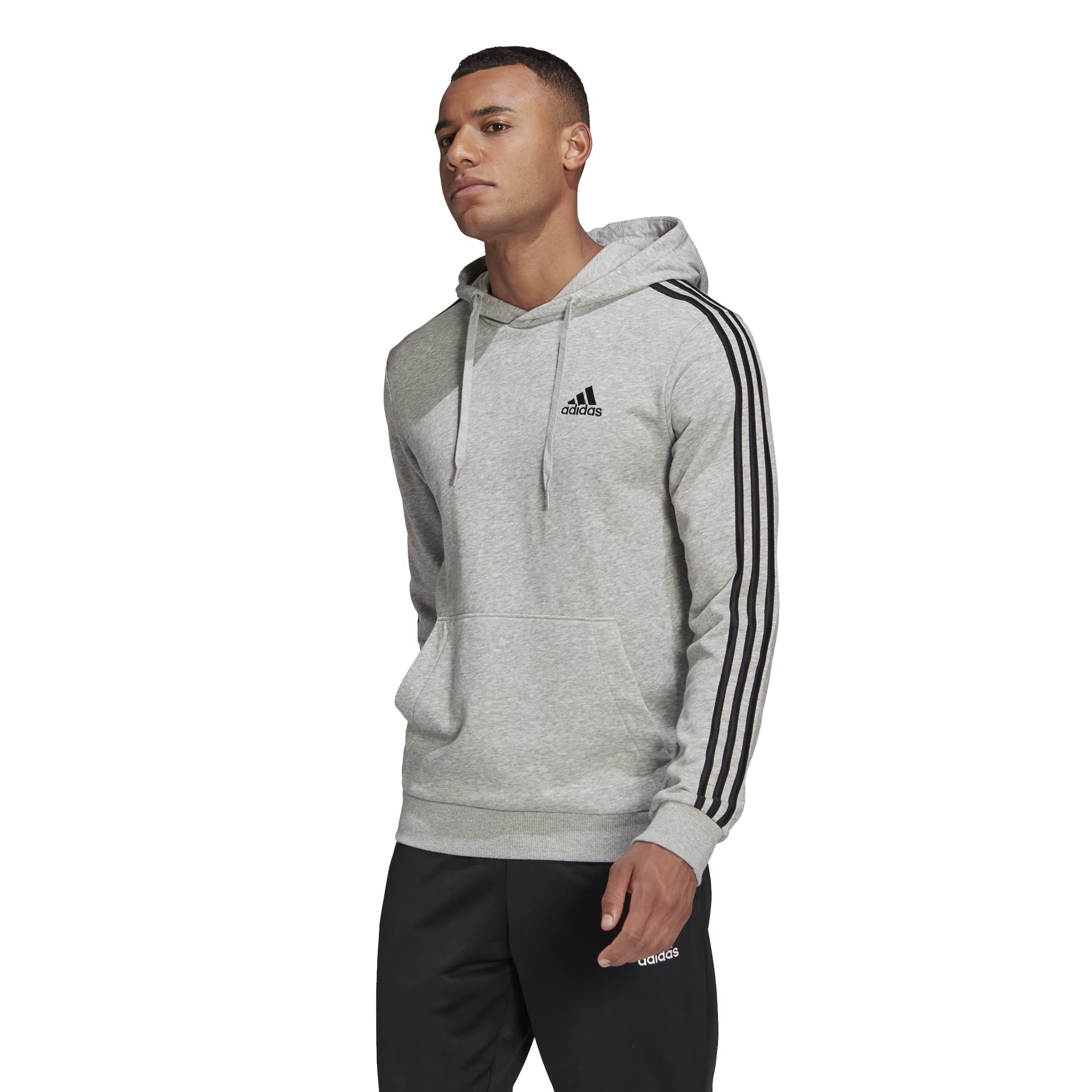 Adidas Men's Essentials 3-Stripes French Terry Hoodie - Comfortable Pullover Sweatshirt for Casual Wear, Gym & Street Style