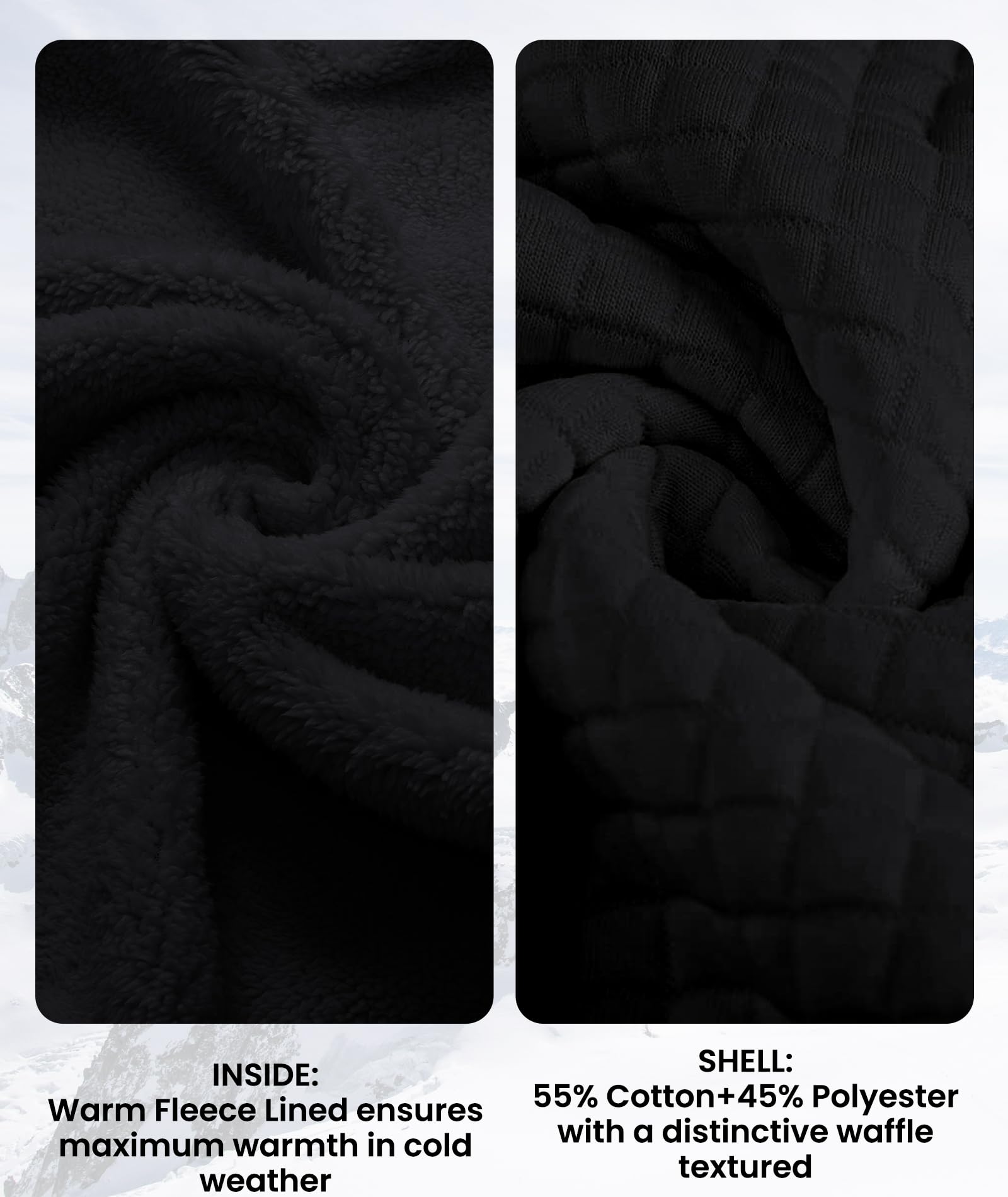 GEEK LIGHTING Men's Fleece Lined Zip Up Hoodie - Waffle Knit Thick Winter Jacket for Outdoor Activities & Casual Wear
