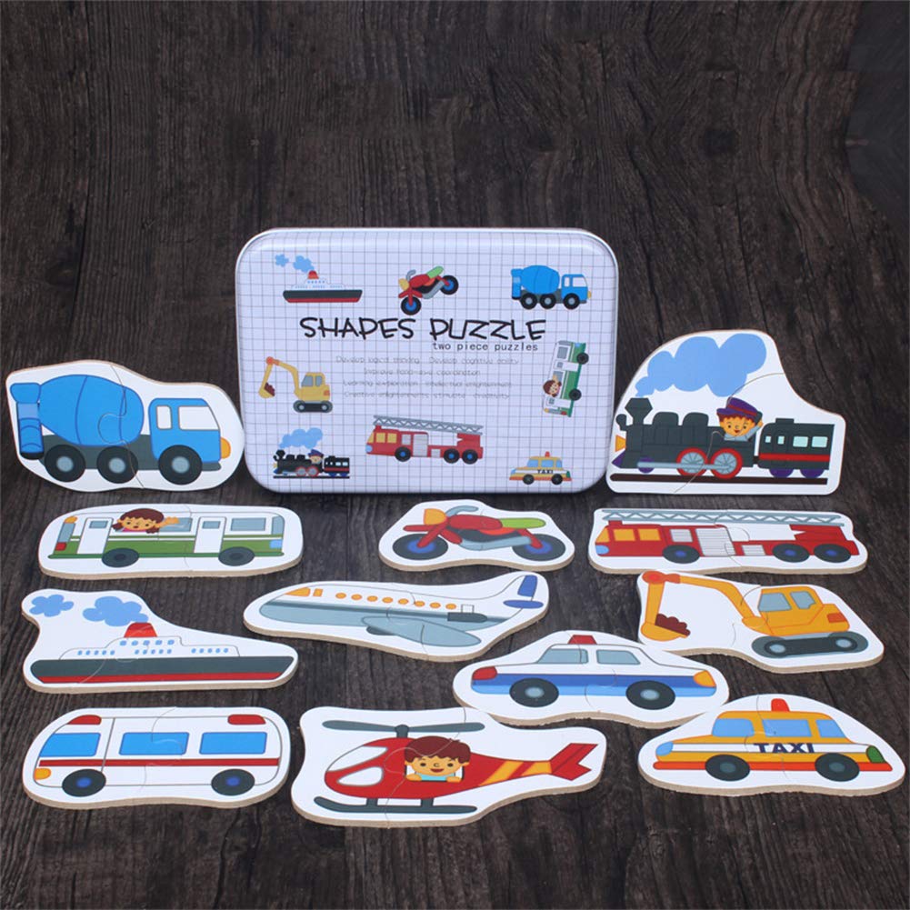 AKDSteel Educational Matching Puzzle Game for Toddlers - Cognitive Learning Toys with Iron Box & Vehicle Cards - Perfect Gift for Kids Birthday & Preschool Learning Activities