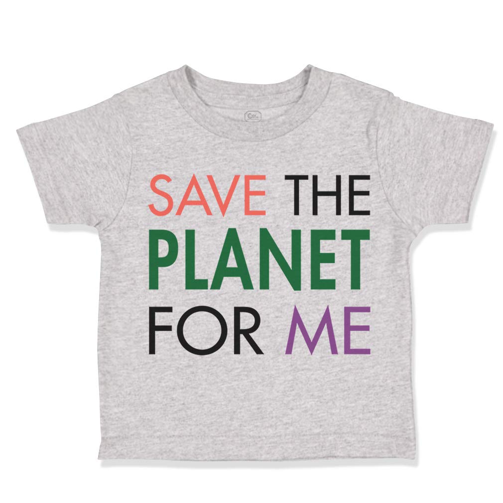 Planets & Space Cotton Toddler T-Shirt - Save The Planet Funny Tee for Boys & Girls (6 Months) | Green Earth Design | Oxford Gray | Perfect for Playdates & Eco-Friendly Parenting
