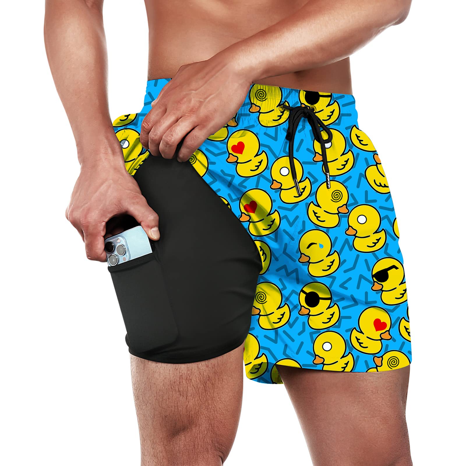 **WDPSUXIN Men's Quick Dry Swim Trunks - Sunflower Print Beach Shorts with Compression Liner & Pockets for Swimming, Running & Workout**    *(Use: Perfect for beach vacations, pool parties, gym workouts, and outdoor running.)*