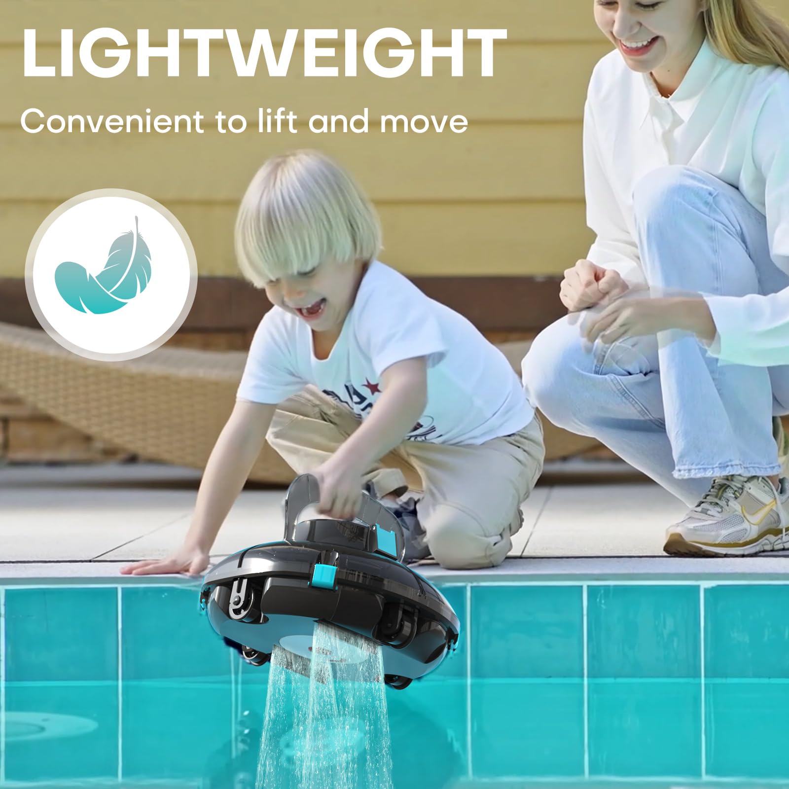 Best Cordless Robotic Pool Vacuum Cleaner for Above Ground Pools - Powerful Suction, Transparent Design, Cleans Up to 645 Sq. Ft Effortlessly - Perfect for Inground & Above Ground Swimming Pools, Spas, and Backyard Cleaning