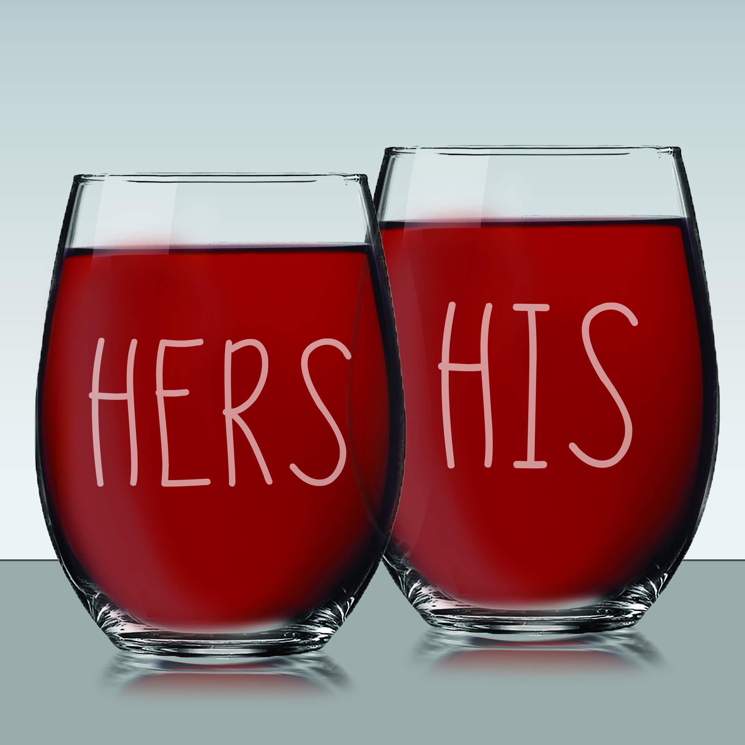 His and Hers Whiskey Glasses Set of 2 - Romantic Couple Gift for Anniversary, Wedding, Valentine's Day - Stemless Wine Glasses, Coffee Mugs & Beer Cups - Perfect for Date Nights, Romantic Dinners & Couple's Toast