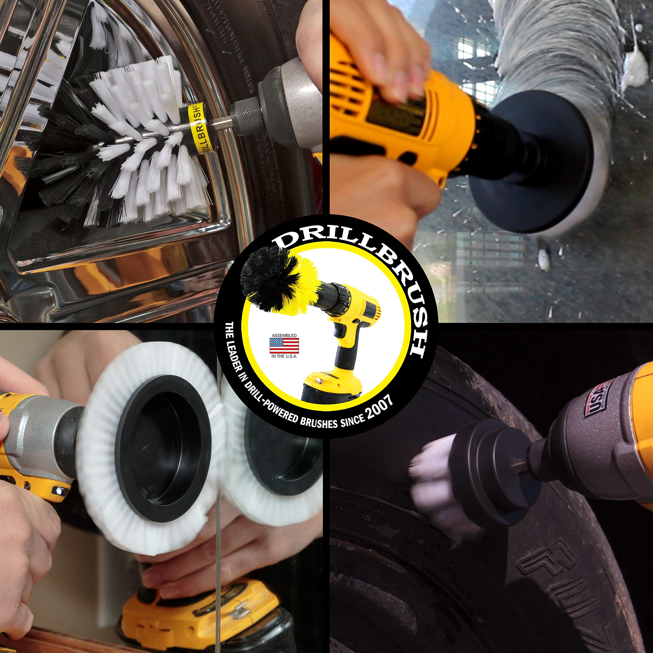 Drill Brush Attachment Set for Windshield & Car Cleaning - Soft Scrub Brush for Glass, Auto Detailing & Carpet Power Scrubbing - Car Wash Accessories Kit (Perfect for Auto Detailing, Interior Cleaning & Windshield Maintenance)
