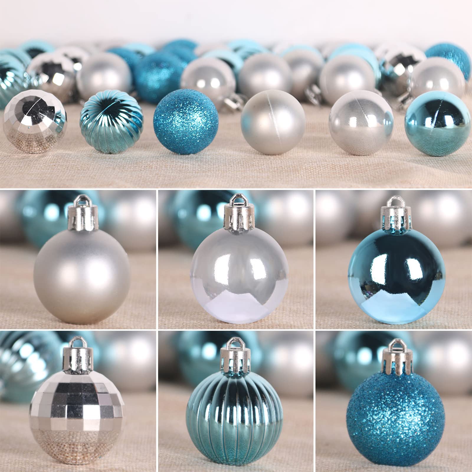 2.5 Inch Baby Blue & Silver Shatterproof Christmas Ornaments - Set of 36 Hanging Balls for Tree Decorations, Perfect for Christmas, Birthday, Halloween, Wedding & Holiday Parties - Durable Festive Decor for Home, Office and Event Decorating