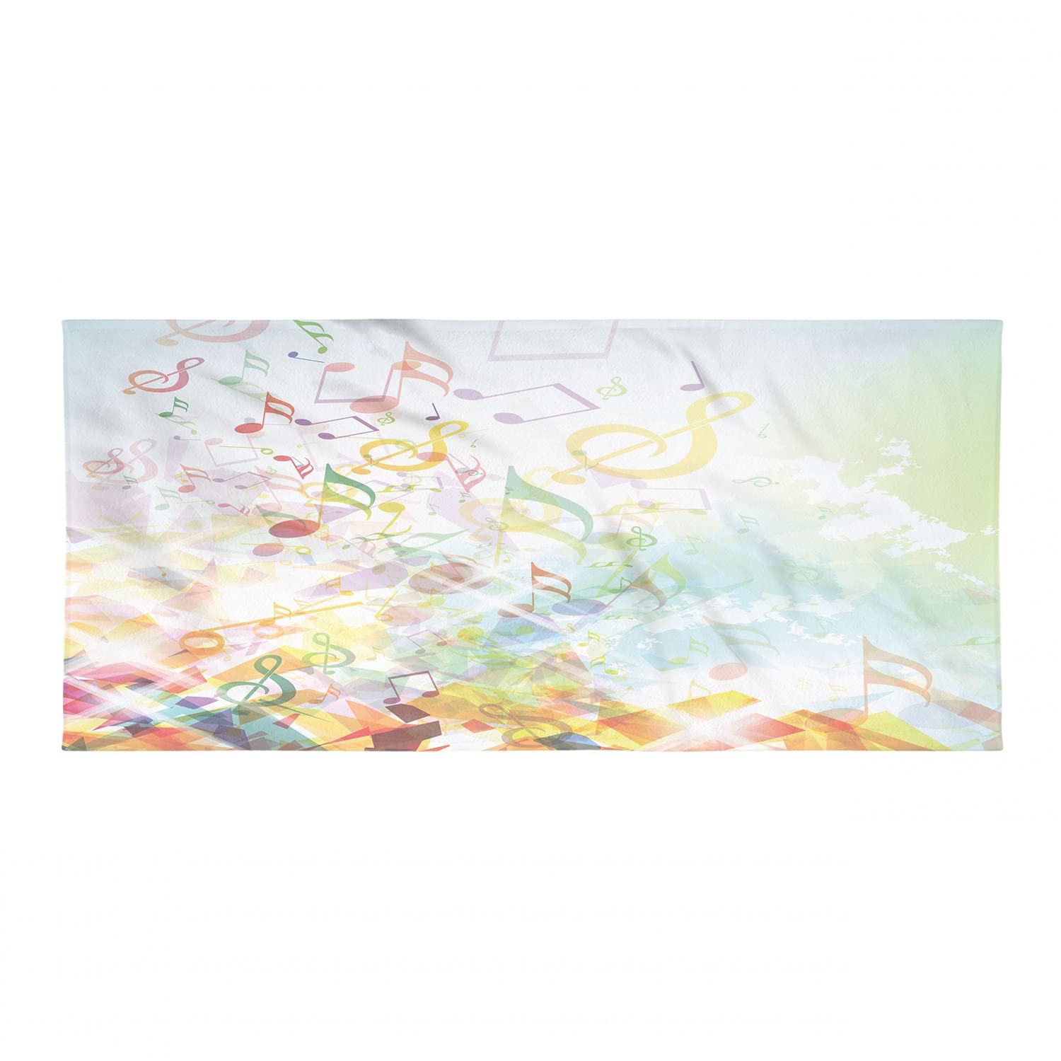 Ambesonne Music Note Hiking Towel - Colorful Shattered Geometric Pattern with Musical Notations | Quick-Dry Soft Lightweight Microfiber Towel for Camping, Backpacking, Sports & Gym | Perfect for Outdoor Adventures, Beach Trips and Yoga Sessions (Multicolor)