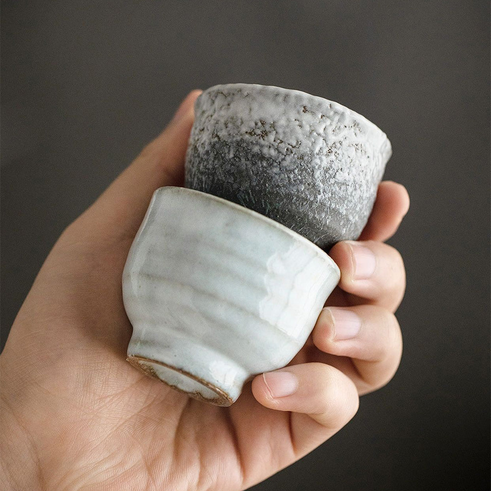 Authentic Japanese Wabi-Sabi Wanko Yaki Pottery Tea Cup Set of 5 - Handcrafted Ceramic Matcha Cups for Traditional Tea Ceremony, Home Decor & Gift