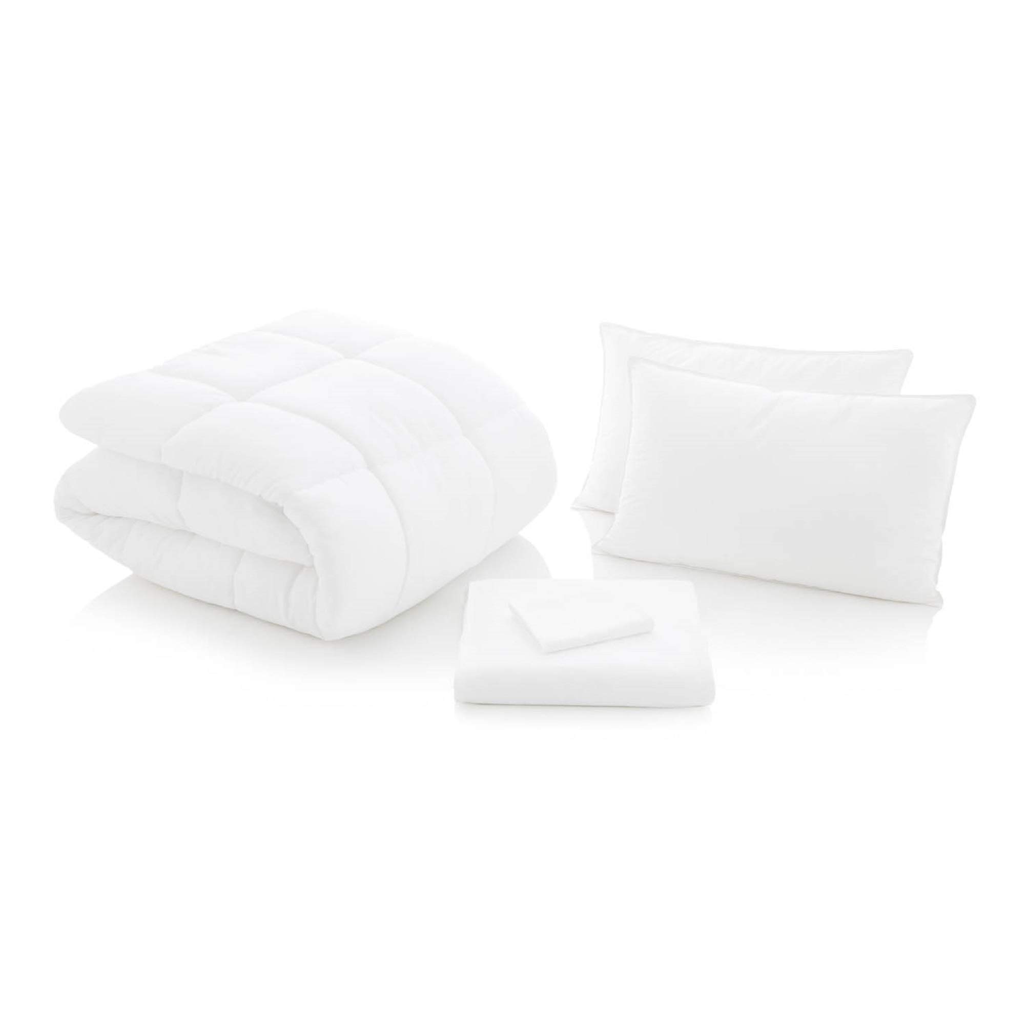 MALOUF Complete Bedding Set - Full Size, White - Luxury Bed Sheets & Pillowcases for Comfortable Sleep - Perfect for Master Bedroom, Guest Room, or Dorm