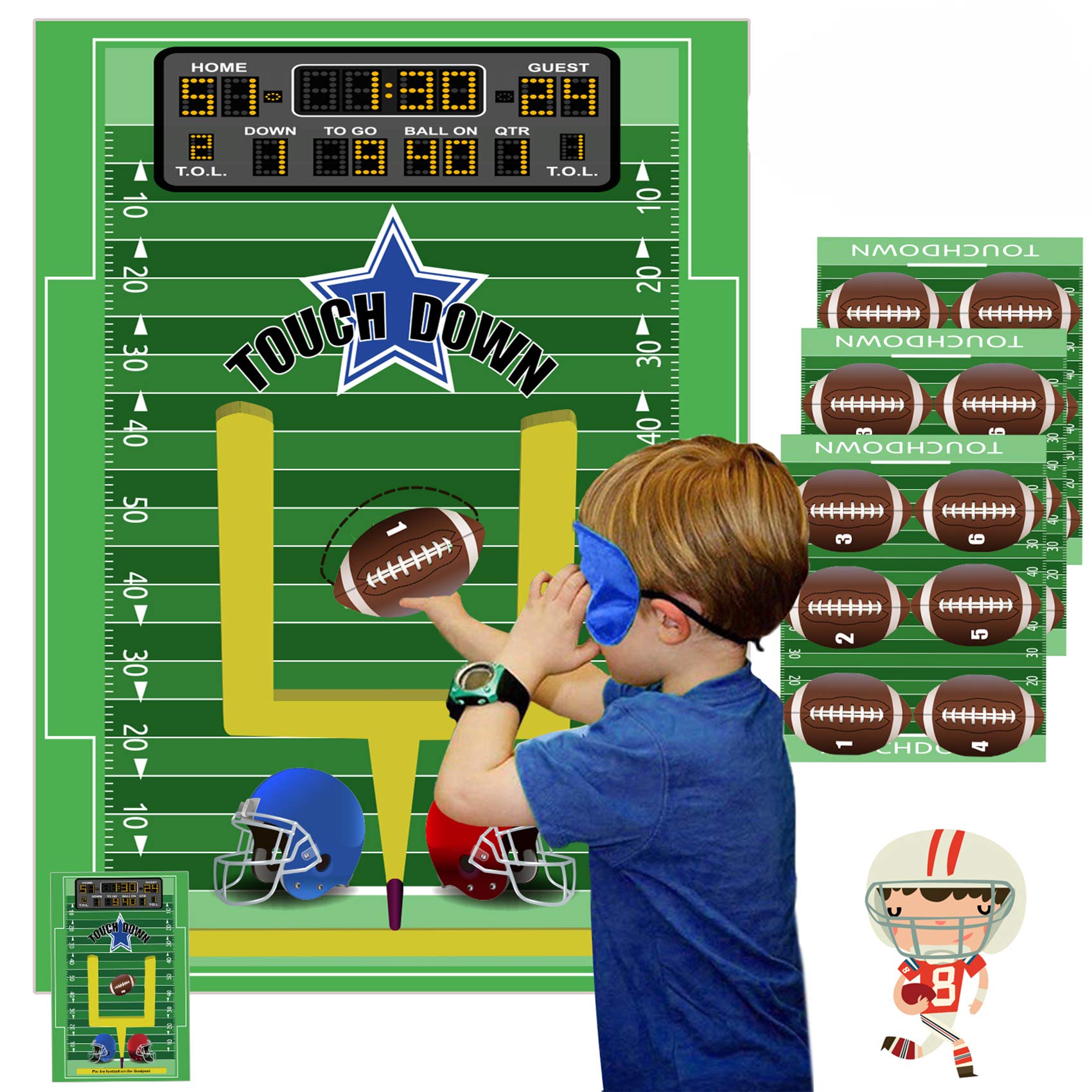 Funnlot Football Party Games for Kids - Pin The Football on The Goalpost Game Set - Fun Sports Themed Party Supplies & Activities for Birthday, Halloween & Football Theme Decorations - Perfect for Indoor & Outdoor Play