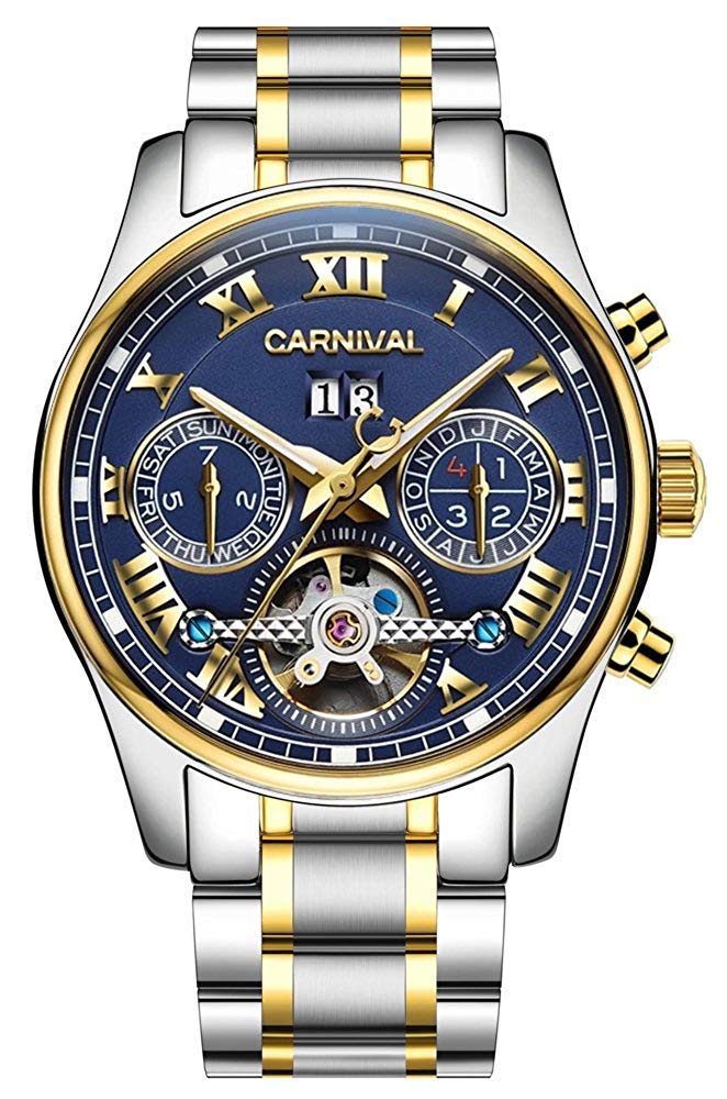 Luxury Men's Automatic Mechanical Waterproof Stainless Steel Watch with Multifunction Calendar & Luminous Hands - Perfect for Business, Formal Events & Everyday Wear