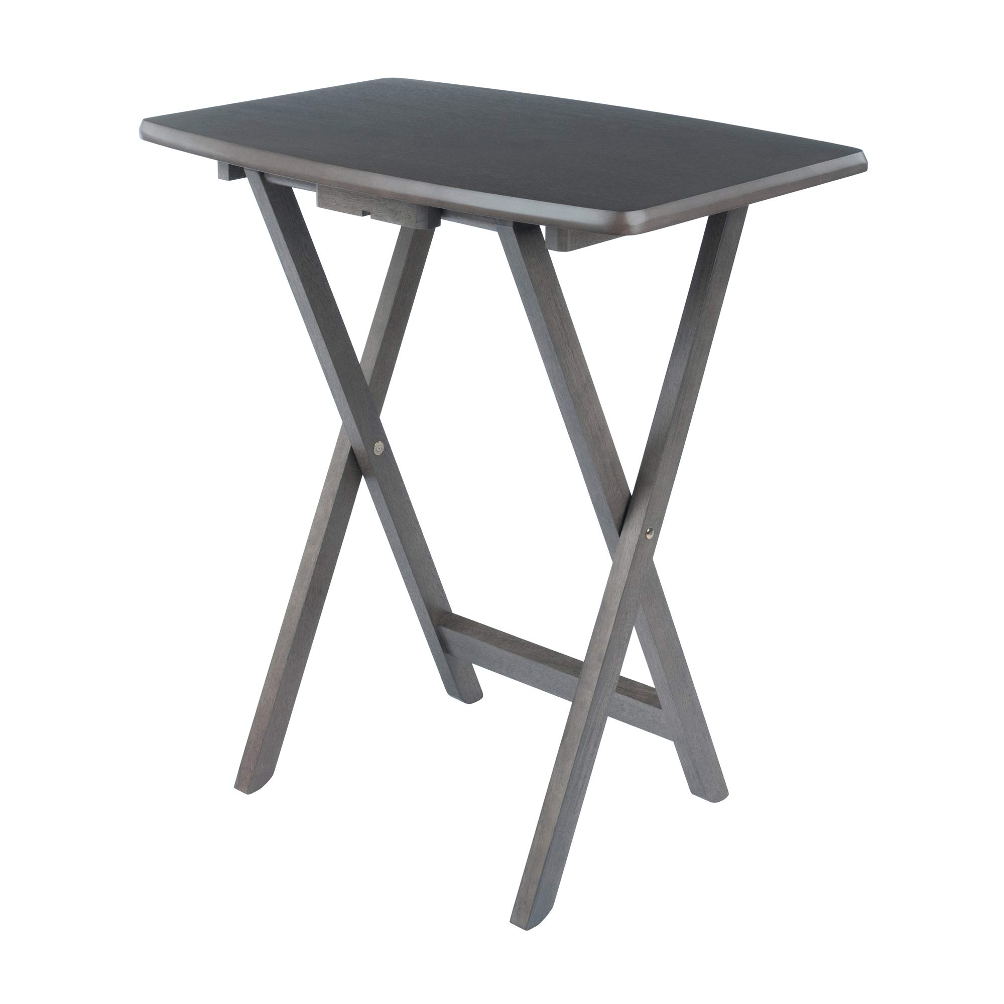 WINSOME Dorian Oversized 5-Piece Snack Table Set with Brown Base in Oyster Gray - 23.62