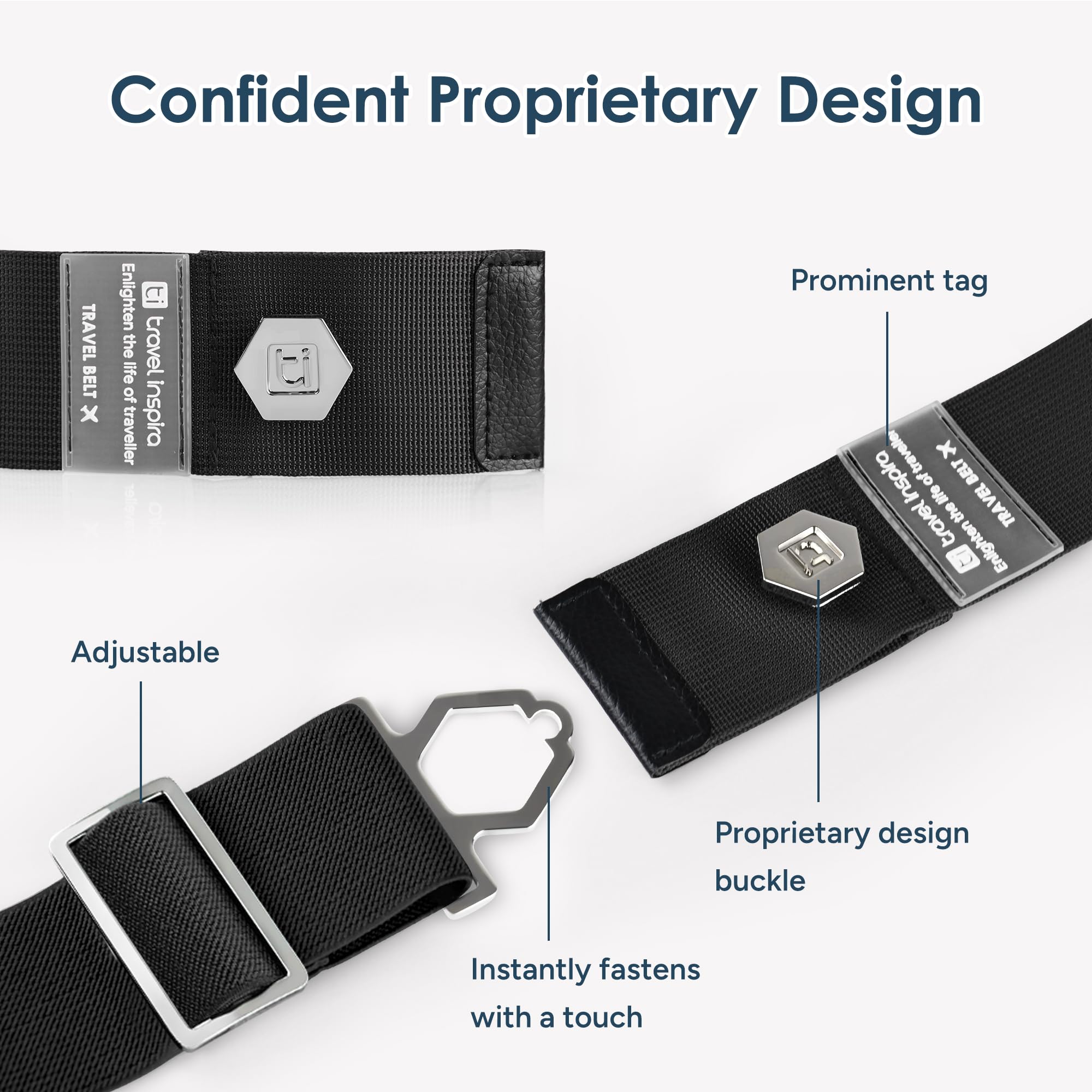 Travel Inspira Adjustable Elastic Luggage Belt for Suitcases & Carry-On Bags - Secure, Stylish & Easy-to-Use Travel Accessory for Airplane, Train & Vacation Packing