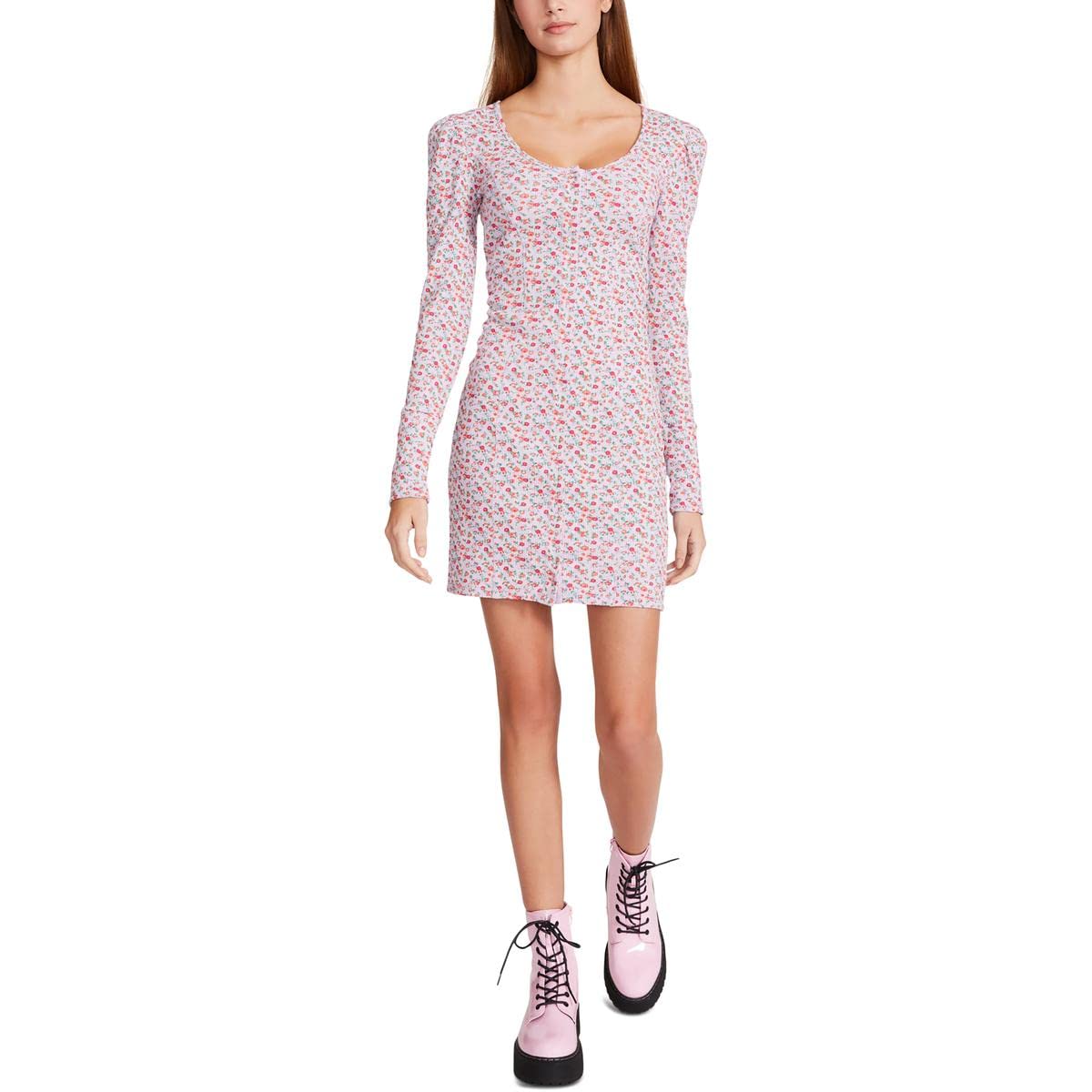 Betsey Johnson Women's Floral Waffle-Knit Shirtdress - Casual Summer Dress for Brunch, Beach & Date Nights