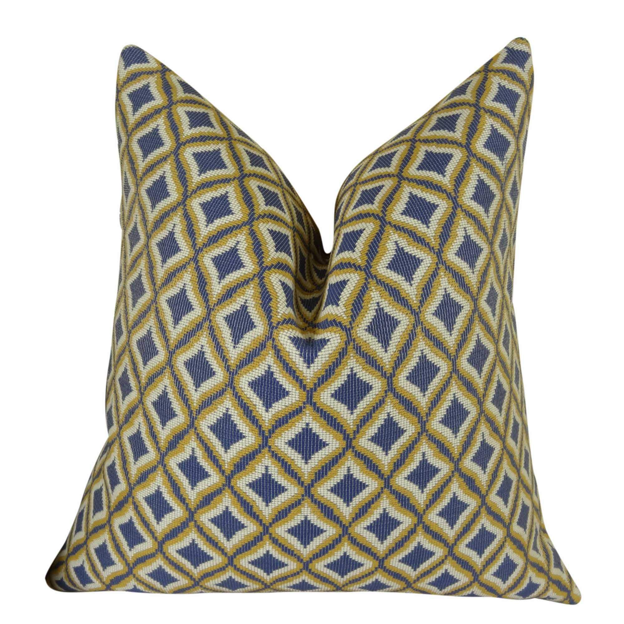 Plutus Luv Handmade Decorative Throw Pillow 18x18 Inches - Soft Lavender White Yellow Boho Style Cushion for Living Room Sofa, Bedroom Decor & Cozy Home Accents
