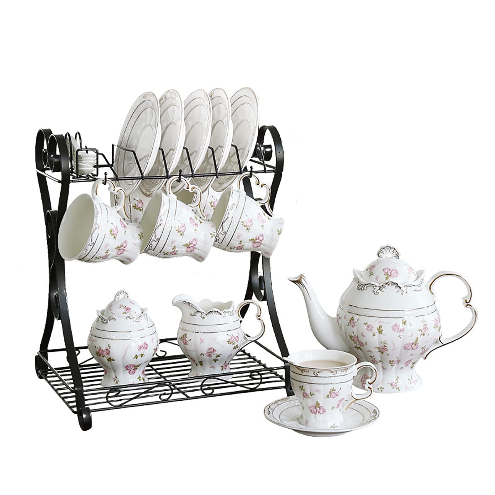 Premium Ceramic Tea Set for Adults - Elegant Teapot & Tea Cups Gift Set for Tea Lovers, Perfect for Afternoon Tea, Home Decor & Coffee Time (6-Piece)
