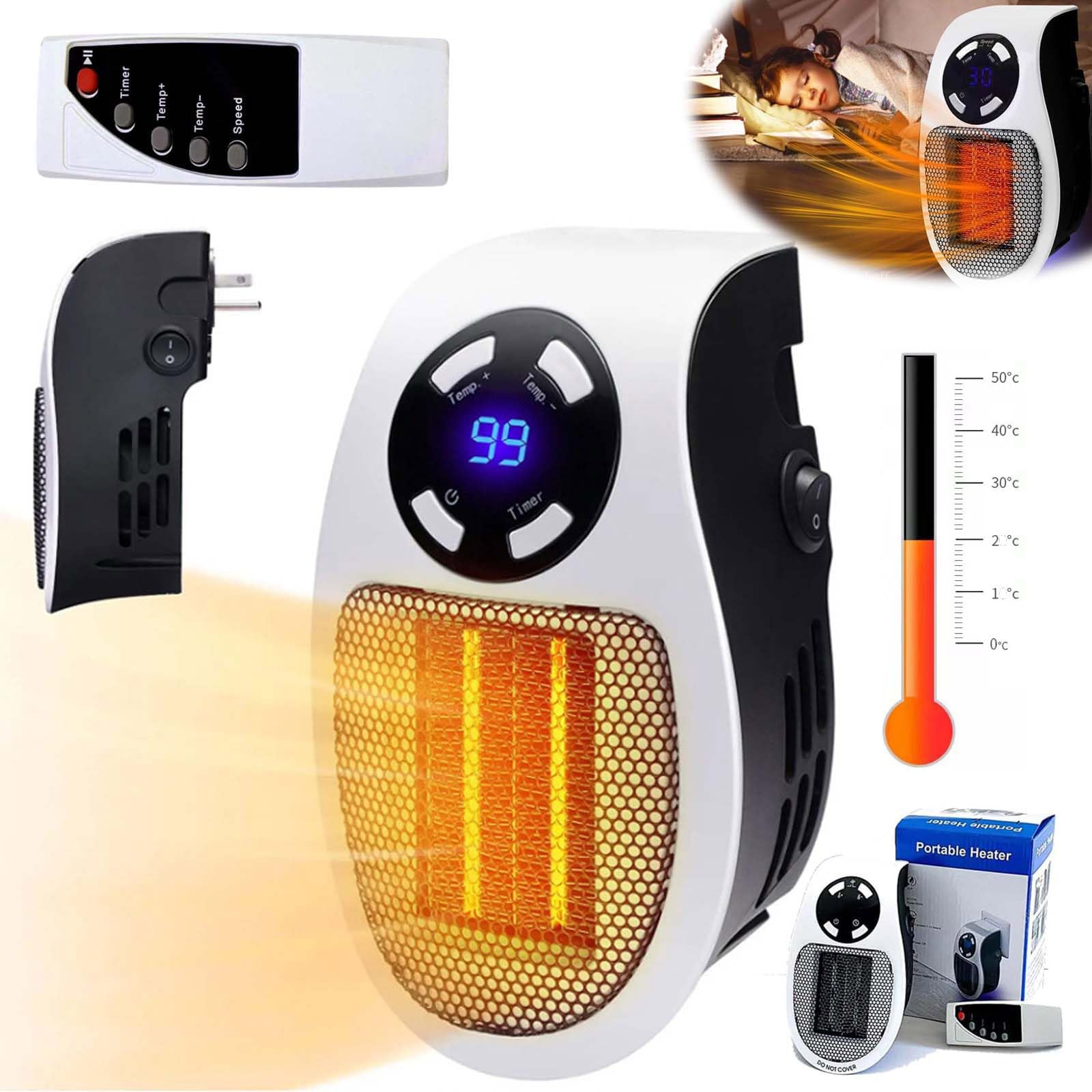 EcoWarm Plug-in Space Heater - Low Noise, Energy Efficient Portable Heater for Indoor Use | Perfect for Bedroom, Office & Small Spaces (White)