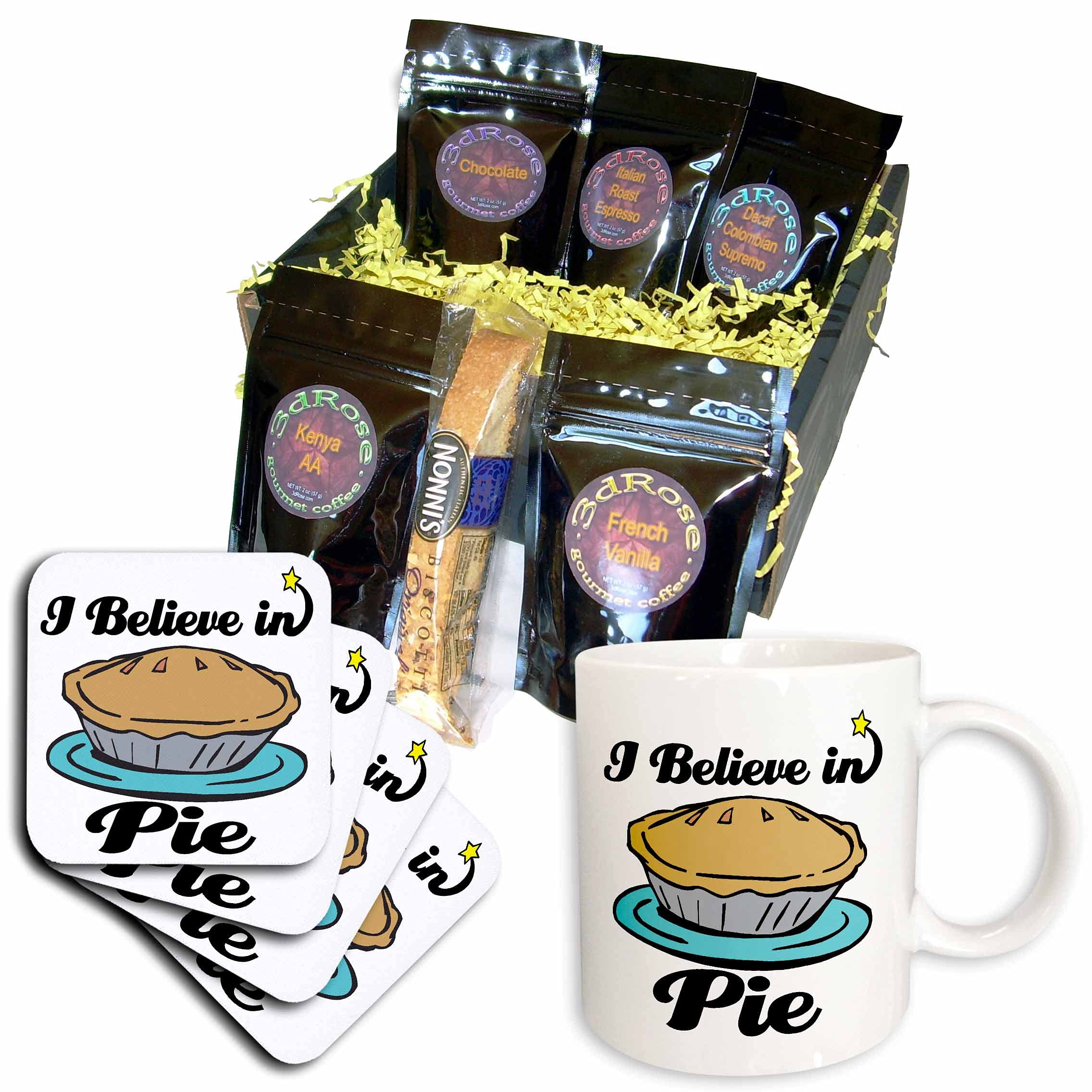 3dRose I Believe in Pie Coffee Gift Basket Set - Unique Kitchen & Housewarming Gift for Coffee Lovers, Perfect for Holidays, Birthdays & Office Parties