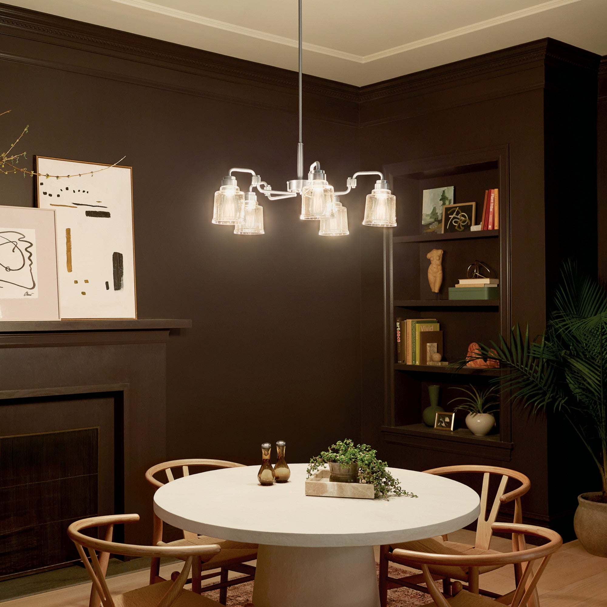 Aivian 30-Inch 5-Light Modern Chandelier with Nickel Finish - Perfect for Dining Room, Bedroom, or Living Room Lighting