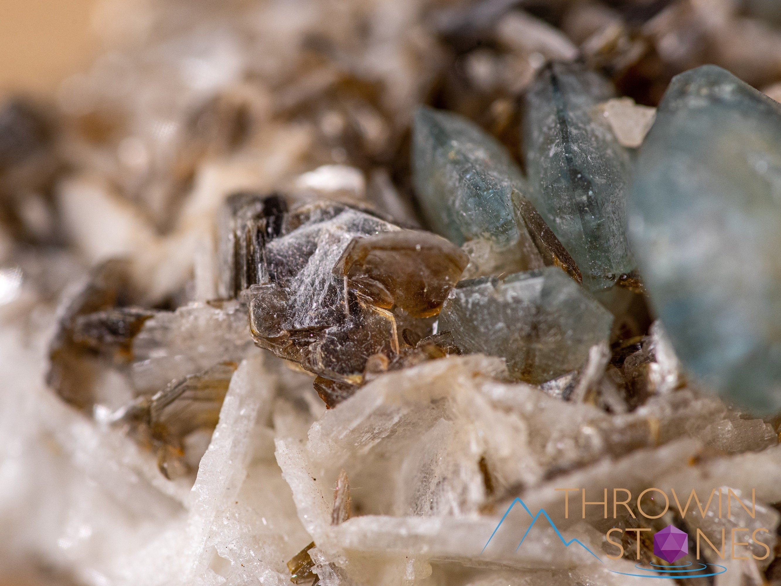 Natural Apatite on Feldspar with Muscovite Raw Crystal Cluster - Healing Stones, Mineral Specimen, Housewarming Gift, Home Decor for Living Room & Office