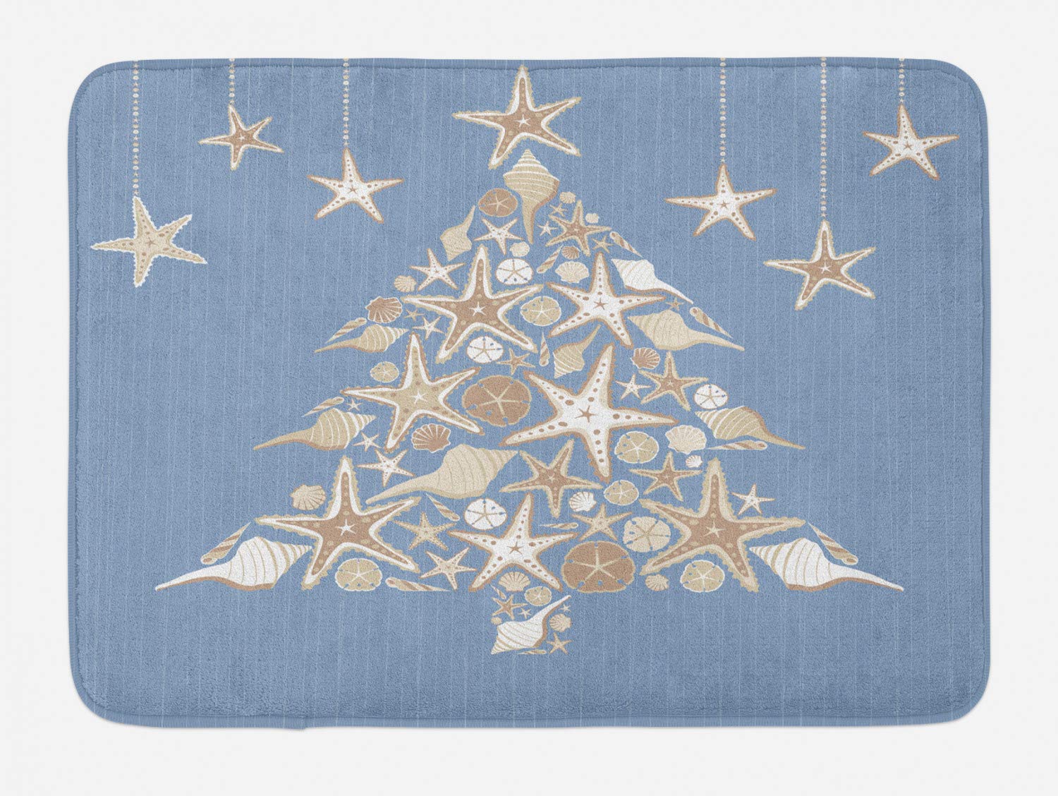 Ambesonne Christmas Bath Mat - Non-Slip Plush Bathroom Rug with Nautical Sea Life & Noel Tree Winter Design, 30.2