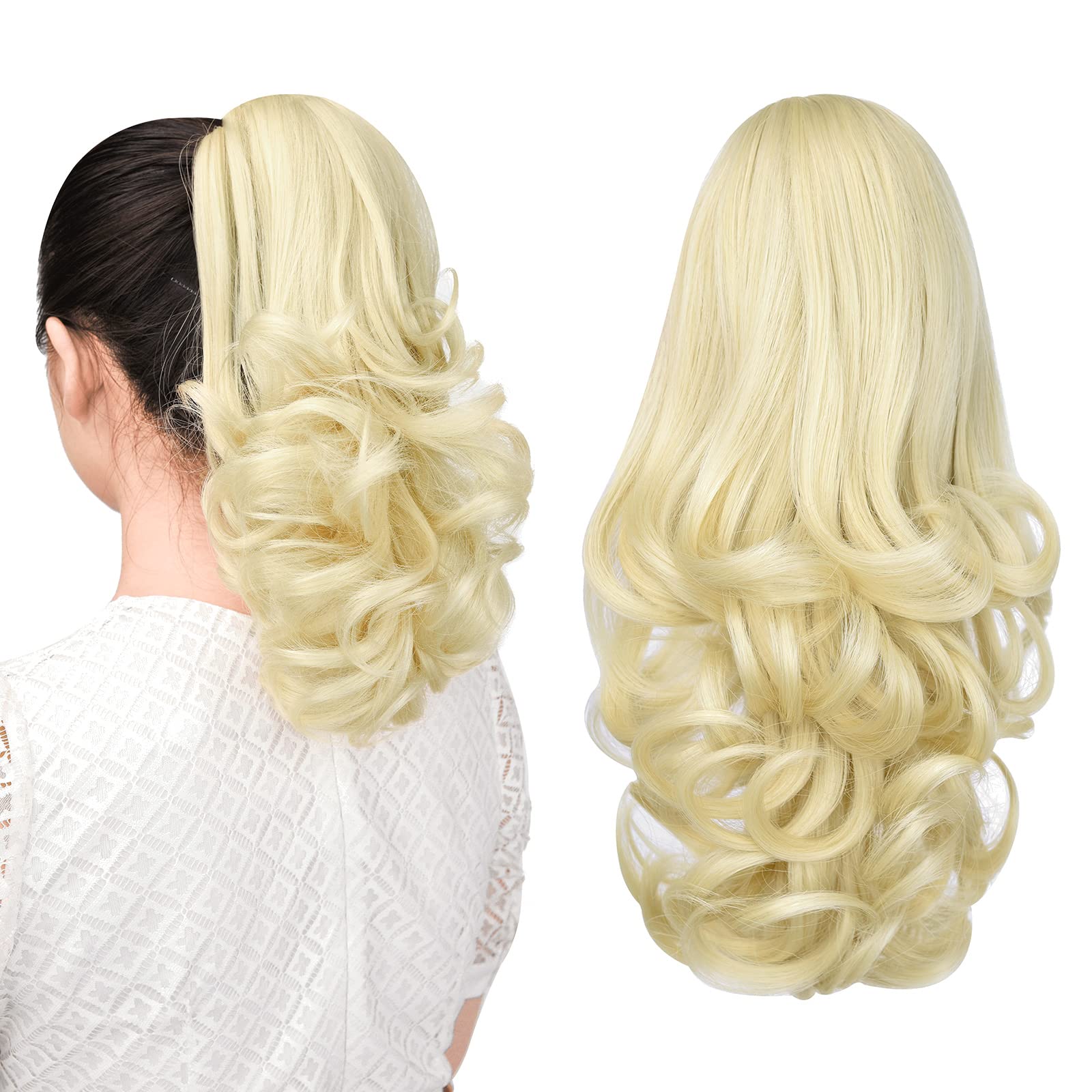 Natural Straight Ponytail Hair Extension with Claw Clip - Seamless Blonde Brown Black Hairpiece for Women - Perfect for Parties, Weddings & Everyday Styling