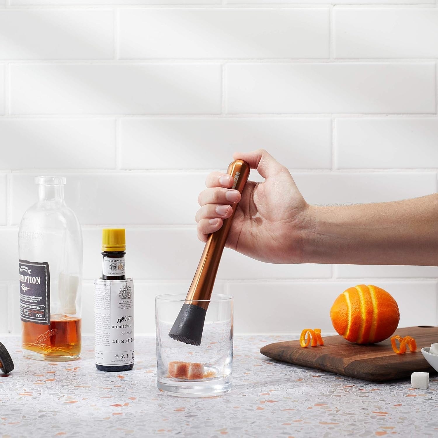 Premium Copper Cocktail Muddler Bar Tool - Perfect for Mojitos, Old Fashioned & Mint Juleps - Durable & Stylish Home Bar Essential